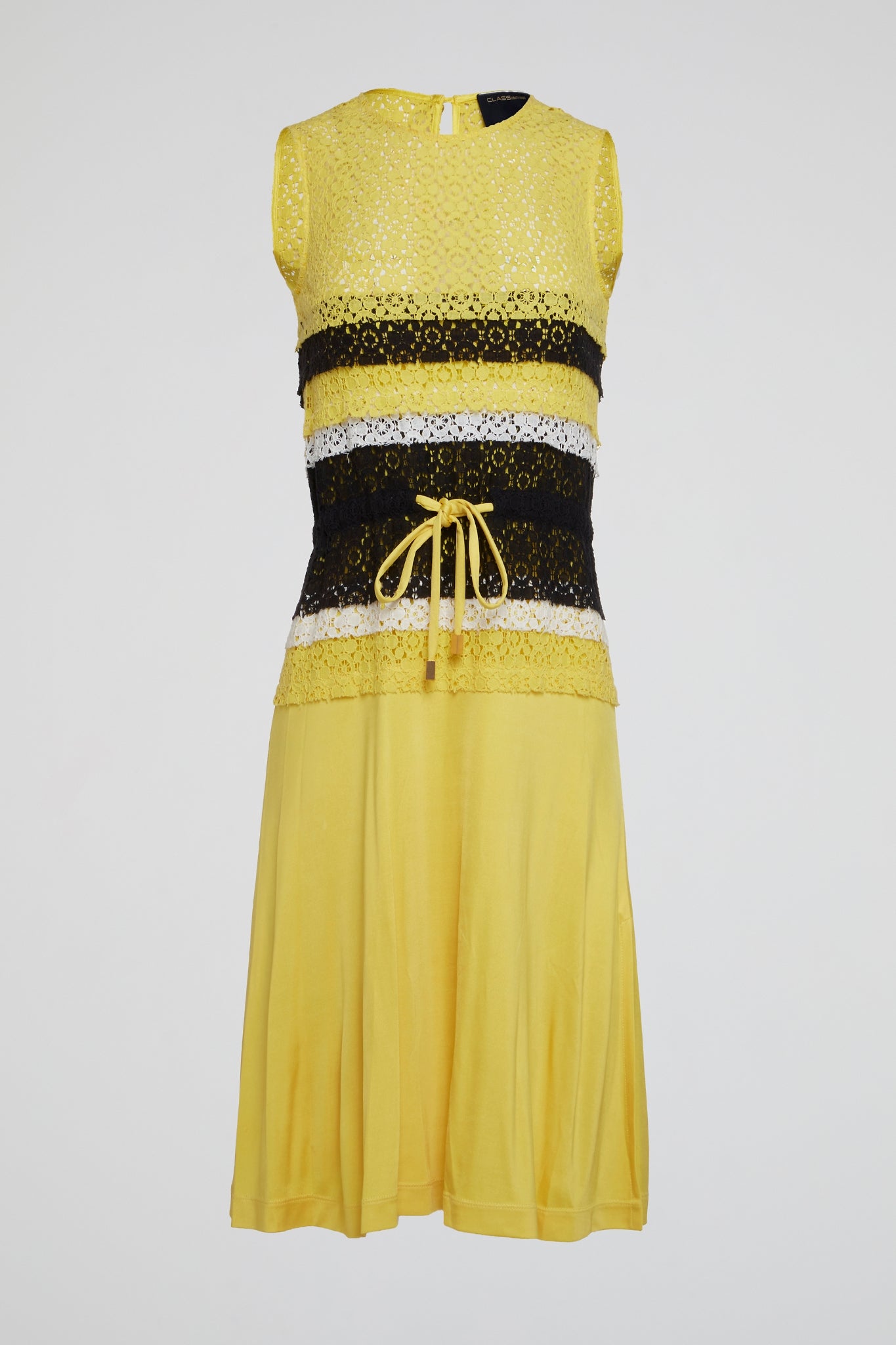 Clas Roberto Cavalli Yellow Lace A-Line Dress