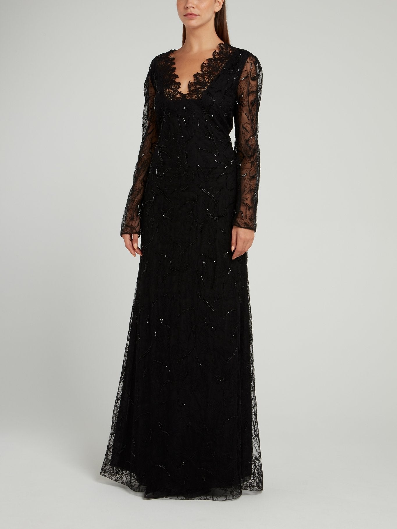 Black Lace Overlay V-Neck Dress – Maison-B-More Global Store