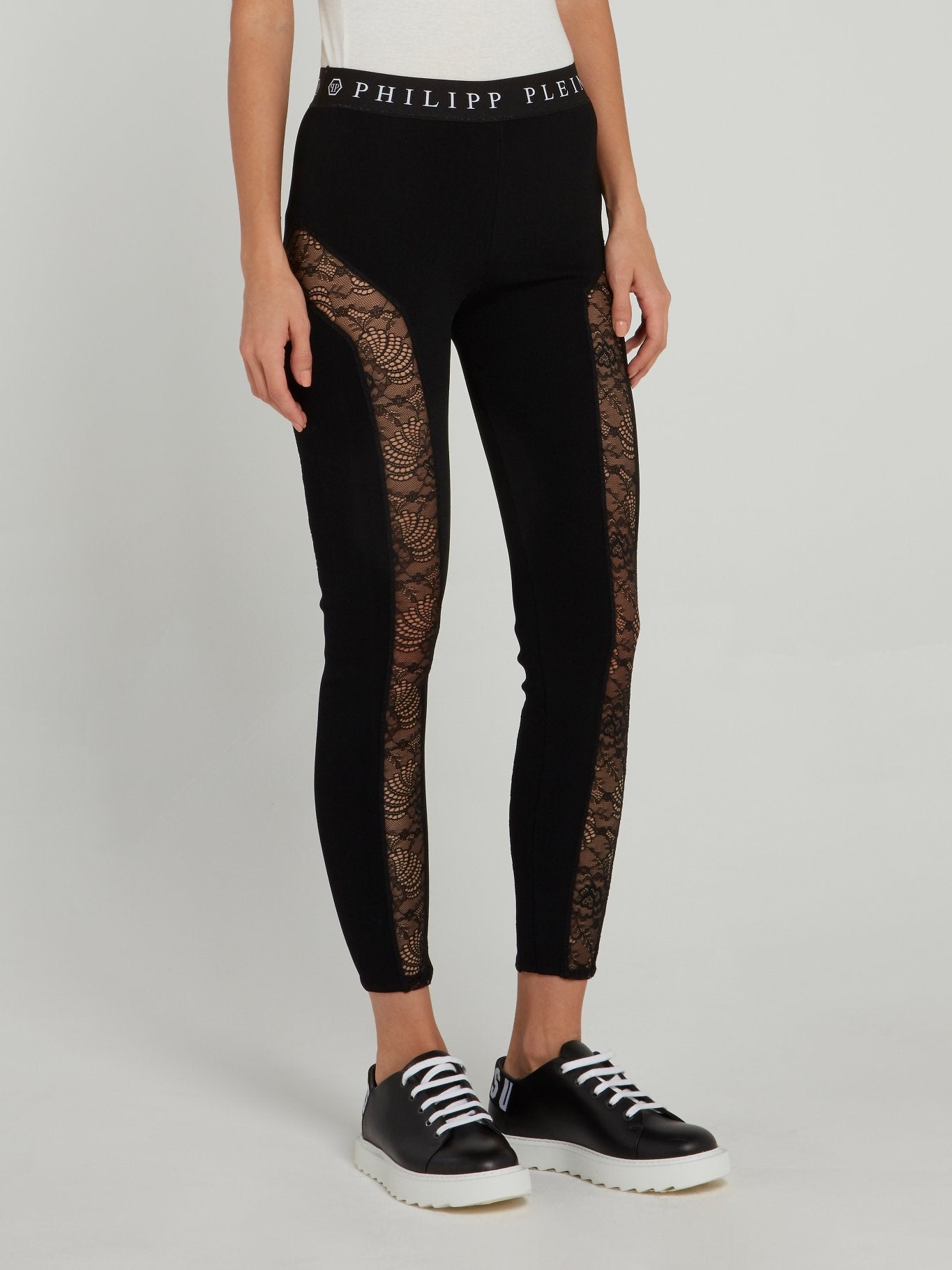 Logo Waistband Lace Panel Leggings – Maison-B-More Global Store