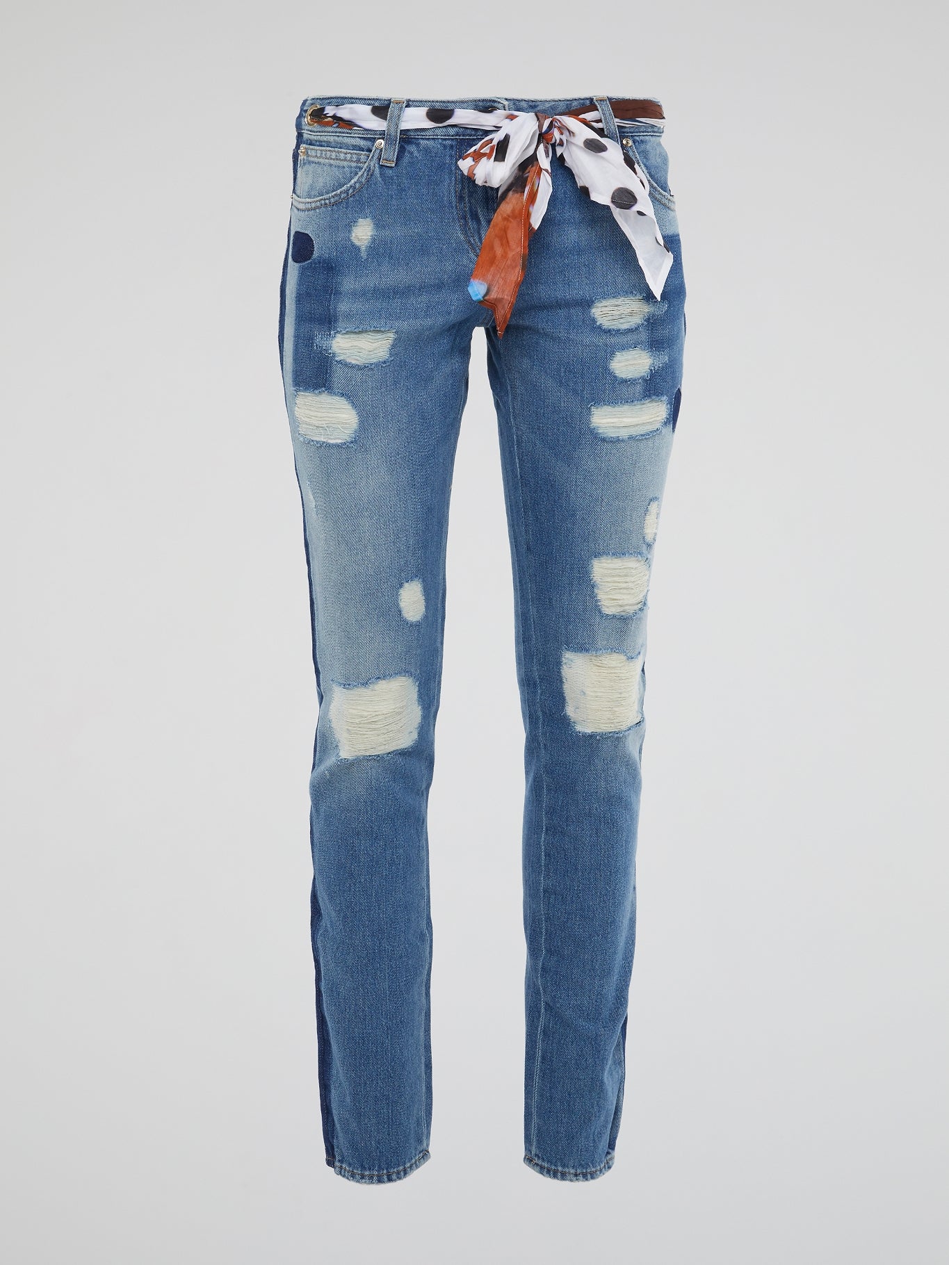 Blue Denim Jean Logo Statement Belt Denim Rhinestone Buckle Belt - Blue Denim | Boston Proper main image 3