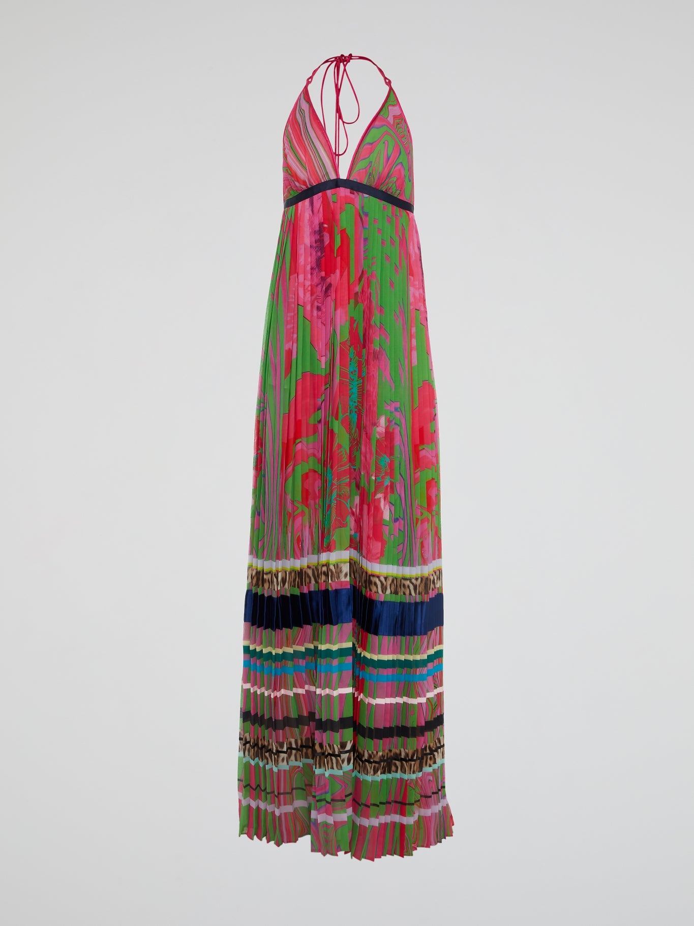 Halter Neck Accordion Maxi Dress