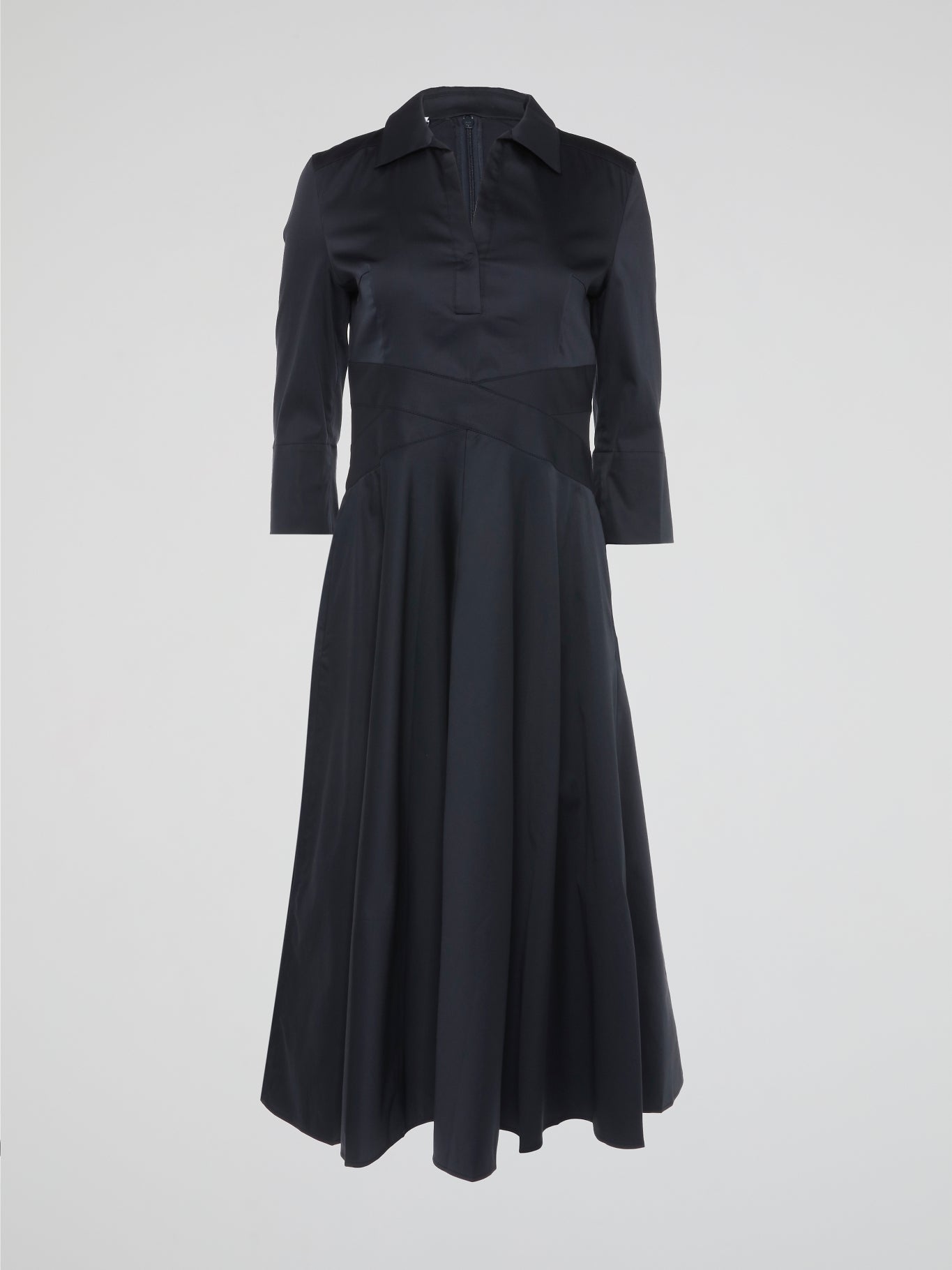 Akris Punto 3/4-Sleeve Stretch-Woven Shirtdress, Blue, Women's, 10