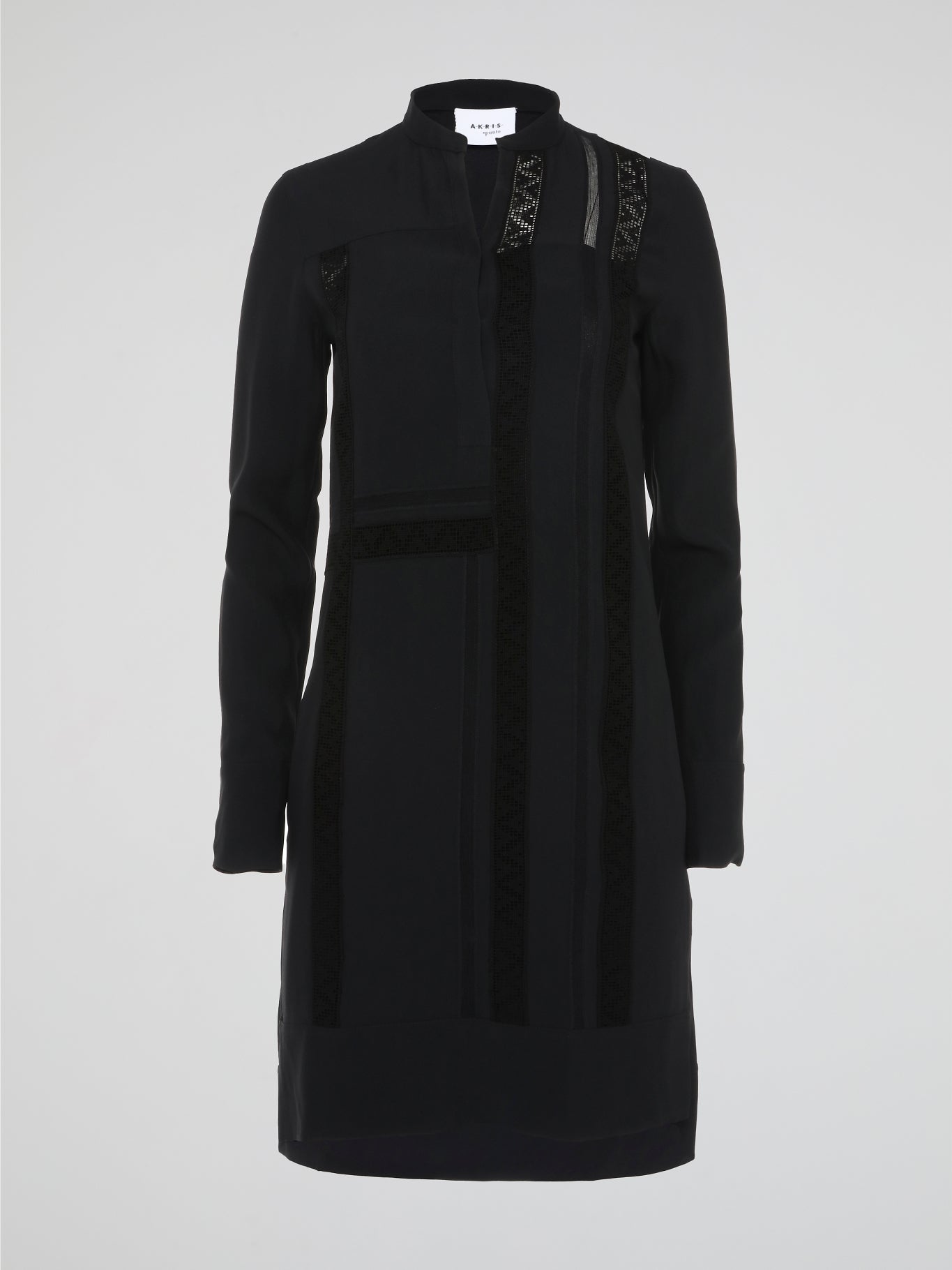 Akris Punto Lace-Trim V-Neck Dress, Black, Women's, 12