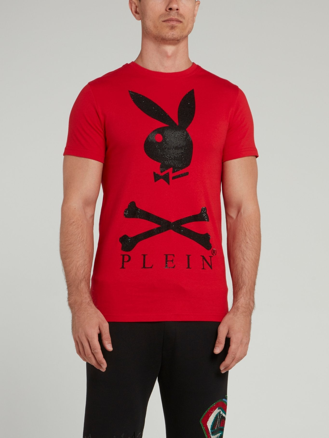 Red Playboy Print Round Neck T-Shirt – Maison-B-More Global Store