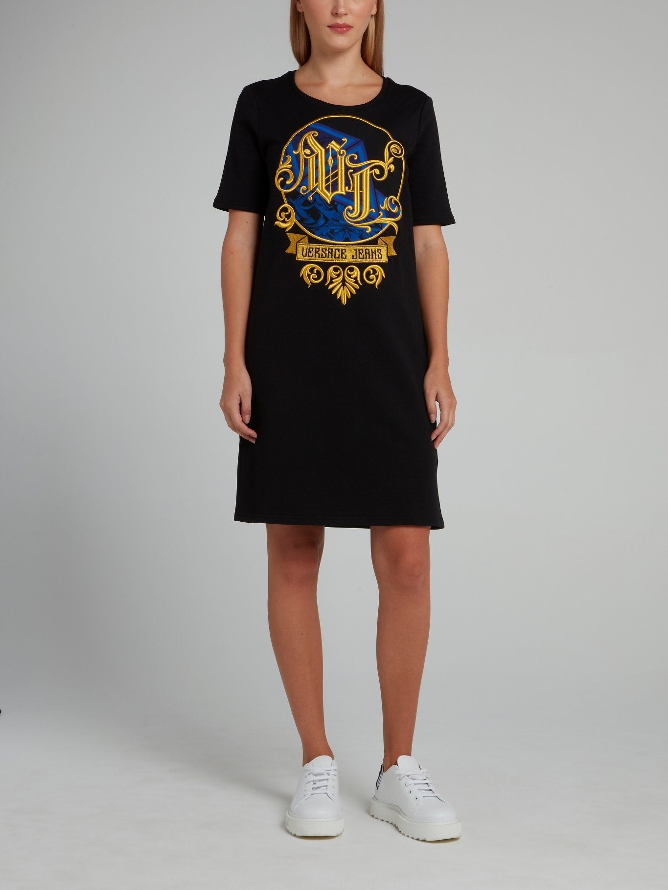 Black Embroidered T-Shirt Dress Black Embroidered T-Shirt Dress