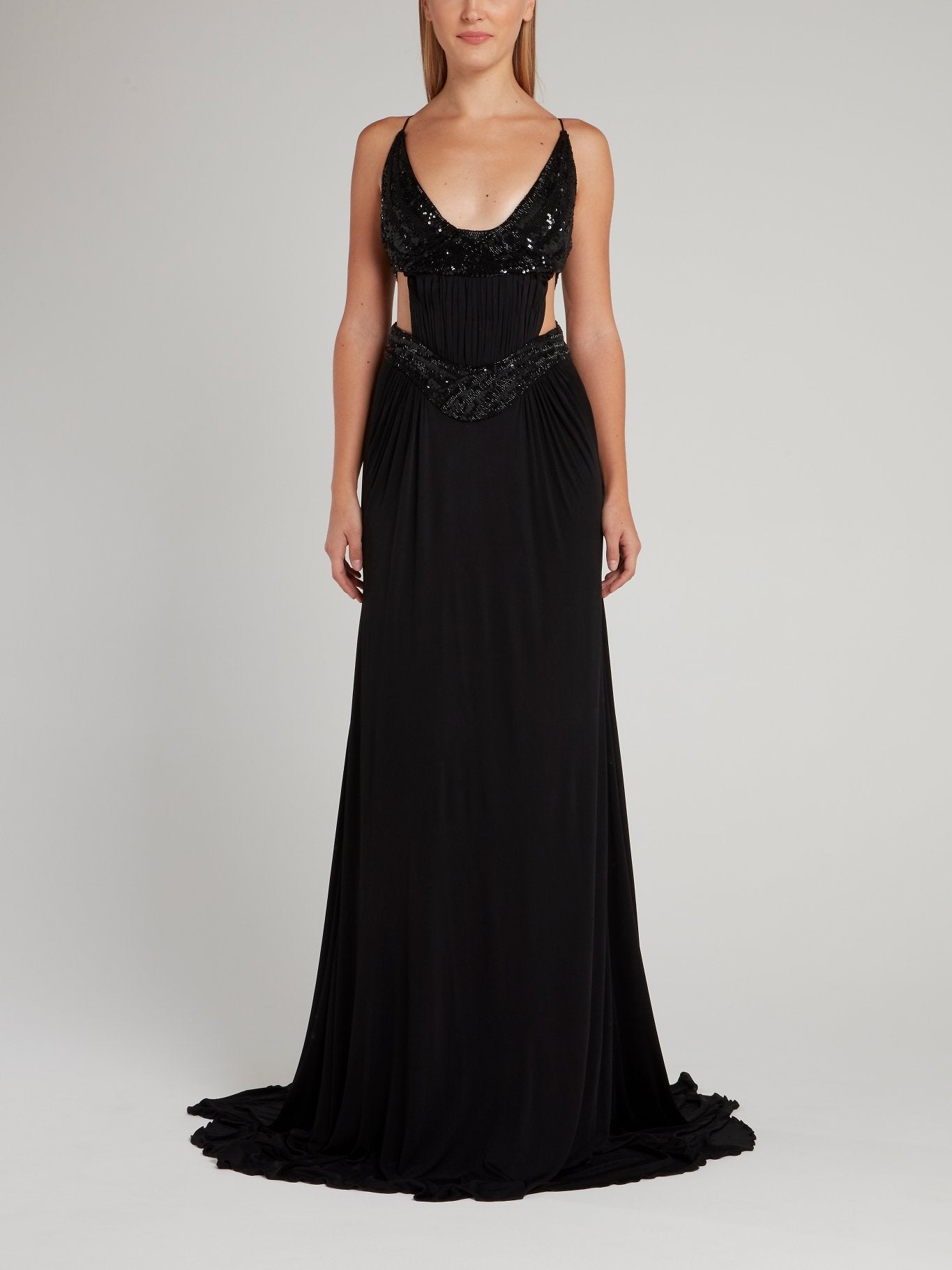 strapless open back dress Black Embellished Backless Plunge Maxi Dress – Maison-B-More Global Store
