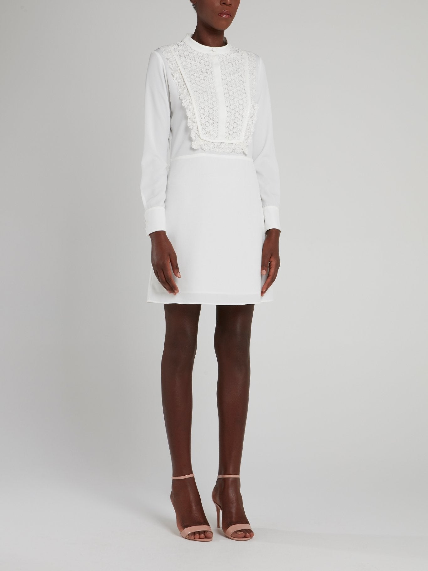 Hotel Particulier White Lace Bib Mini Dress S / White