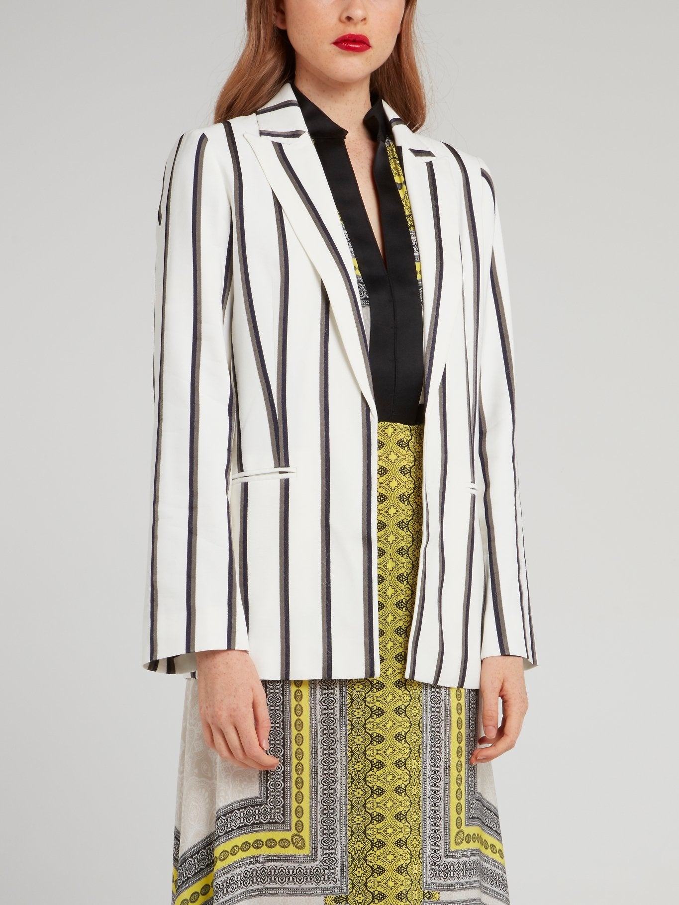 80s FRANCE jacquard design stripe blazer