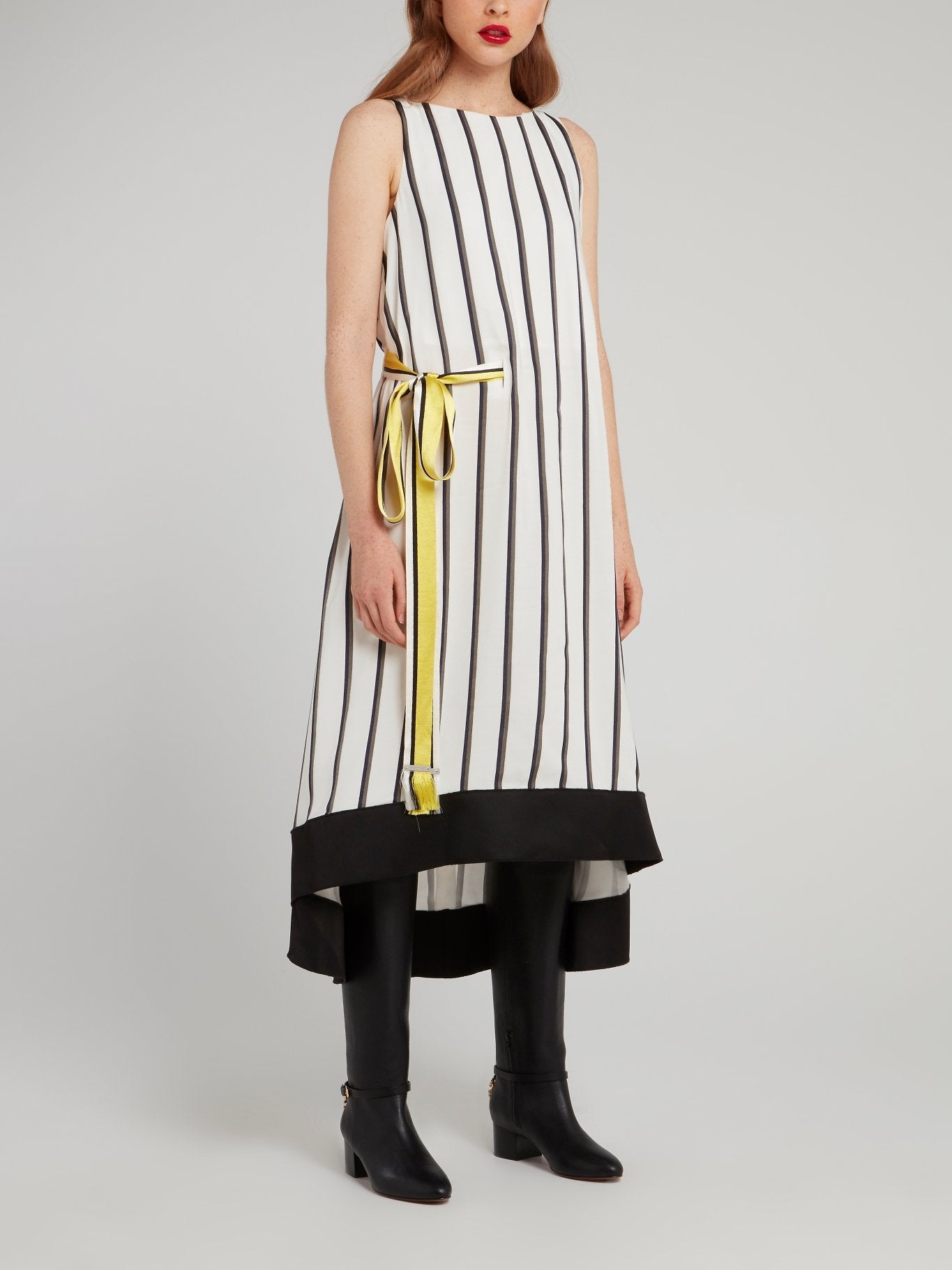 Off White Ribbon Stripe Midi Dress – Maison-B-More Global Store