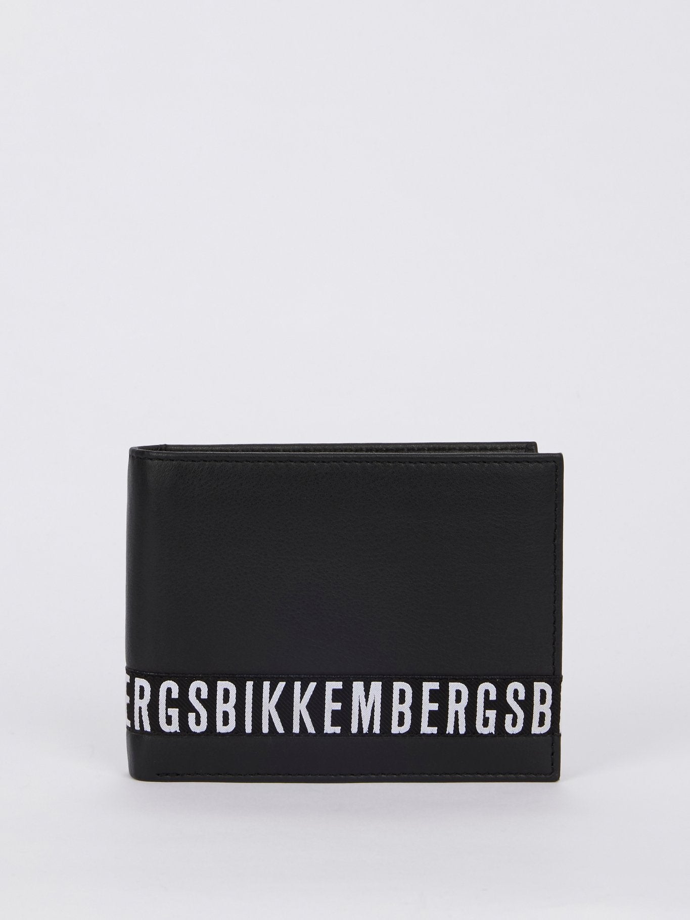 Crinkle Black Logo Leather Wallet (Billfold C/C with Coin Pocket