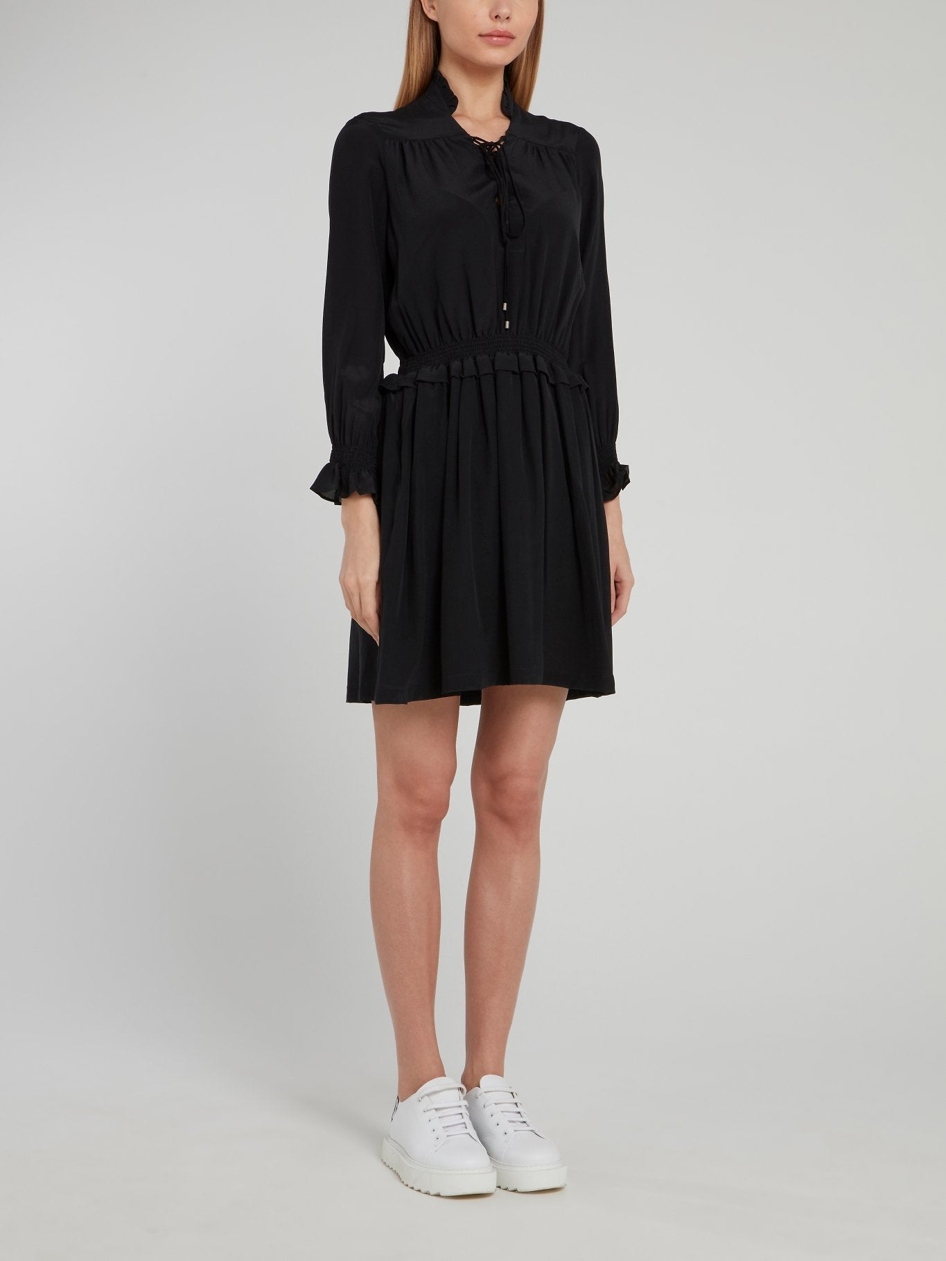 Black Flared Ruffle Mini Dress Maison-B-More Global Store Black Flared Ruffle Mini Dress Maison-B-More Global Store