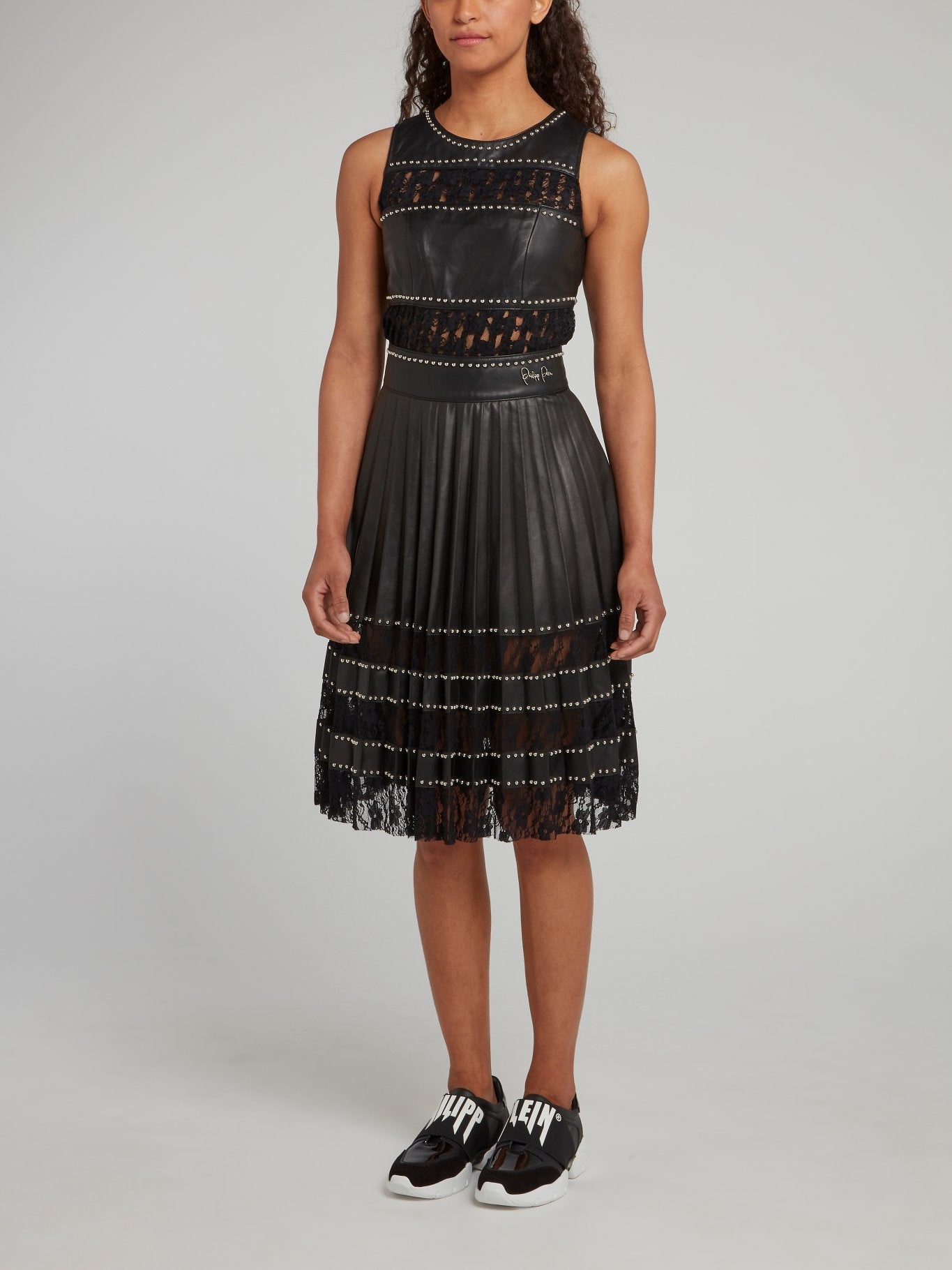 knee length dresses for ladies Grey Lace Panel Mini Dress