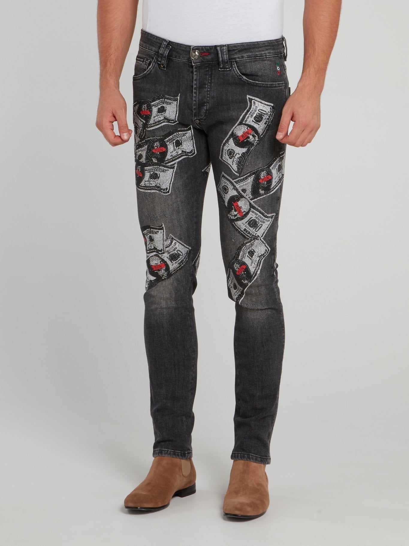 Grey Dollar Skull Slim Fit Jeans – Maison-B-More Global Store