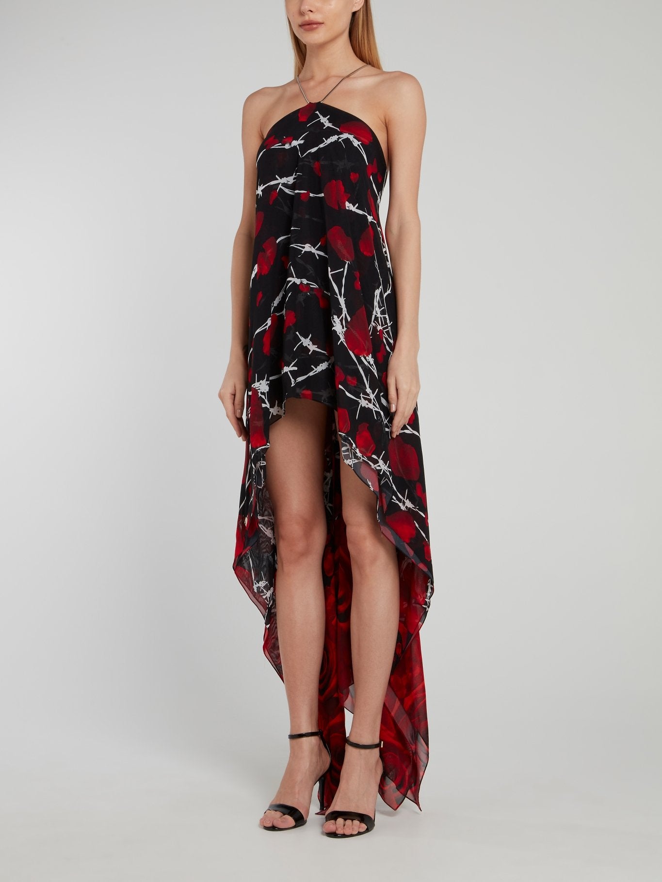 Black Rose Print High-Low Halter Dress – Maison-B-More Global Store