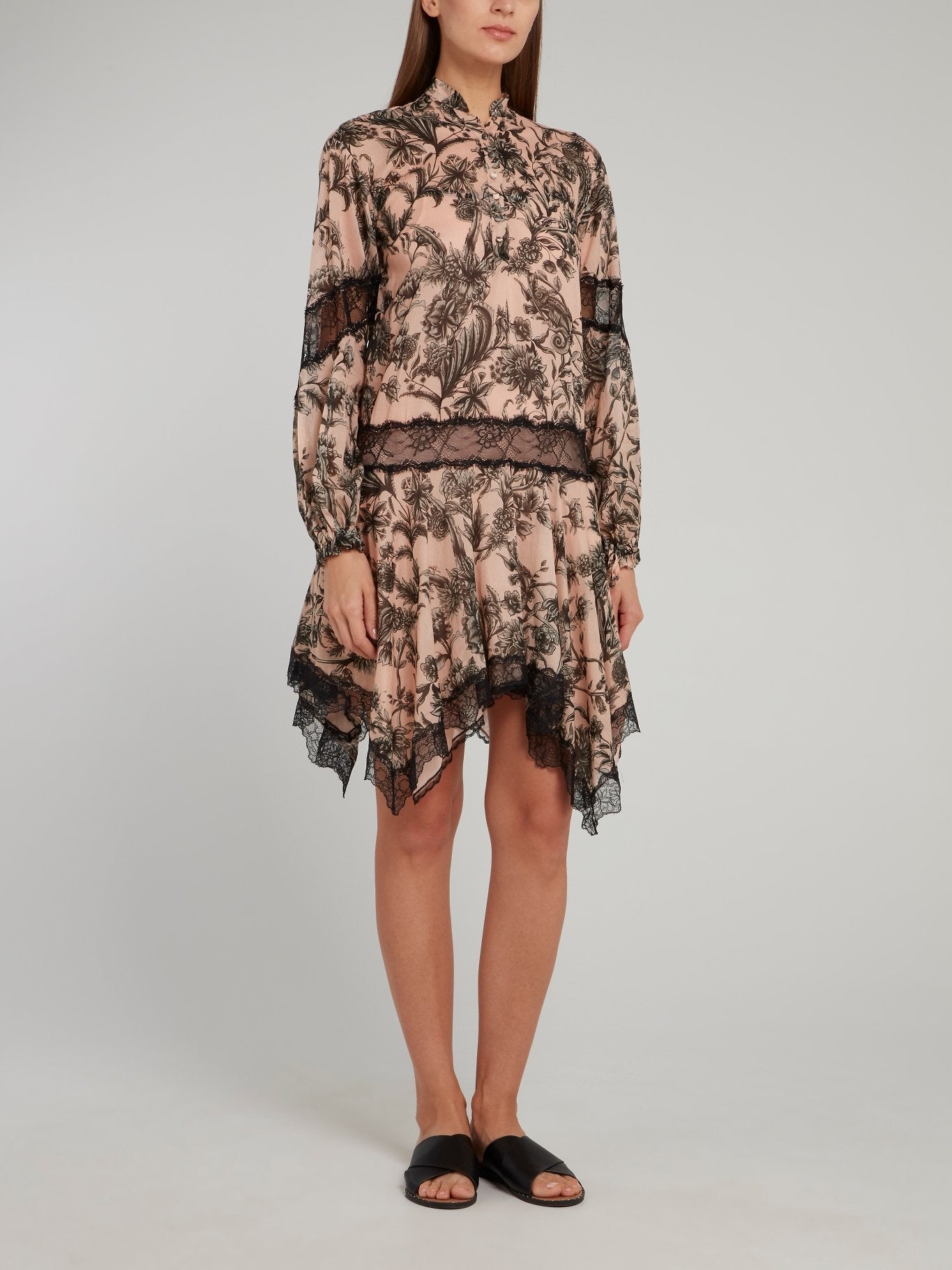 Beige Drop Waist Lace Panel Mini Dress Beige Drop Waist Lace Panel Mini Dress