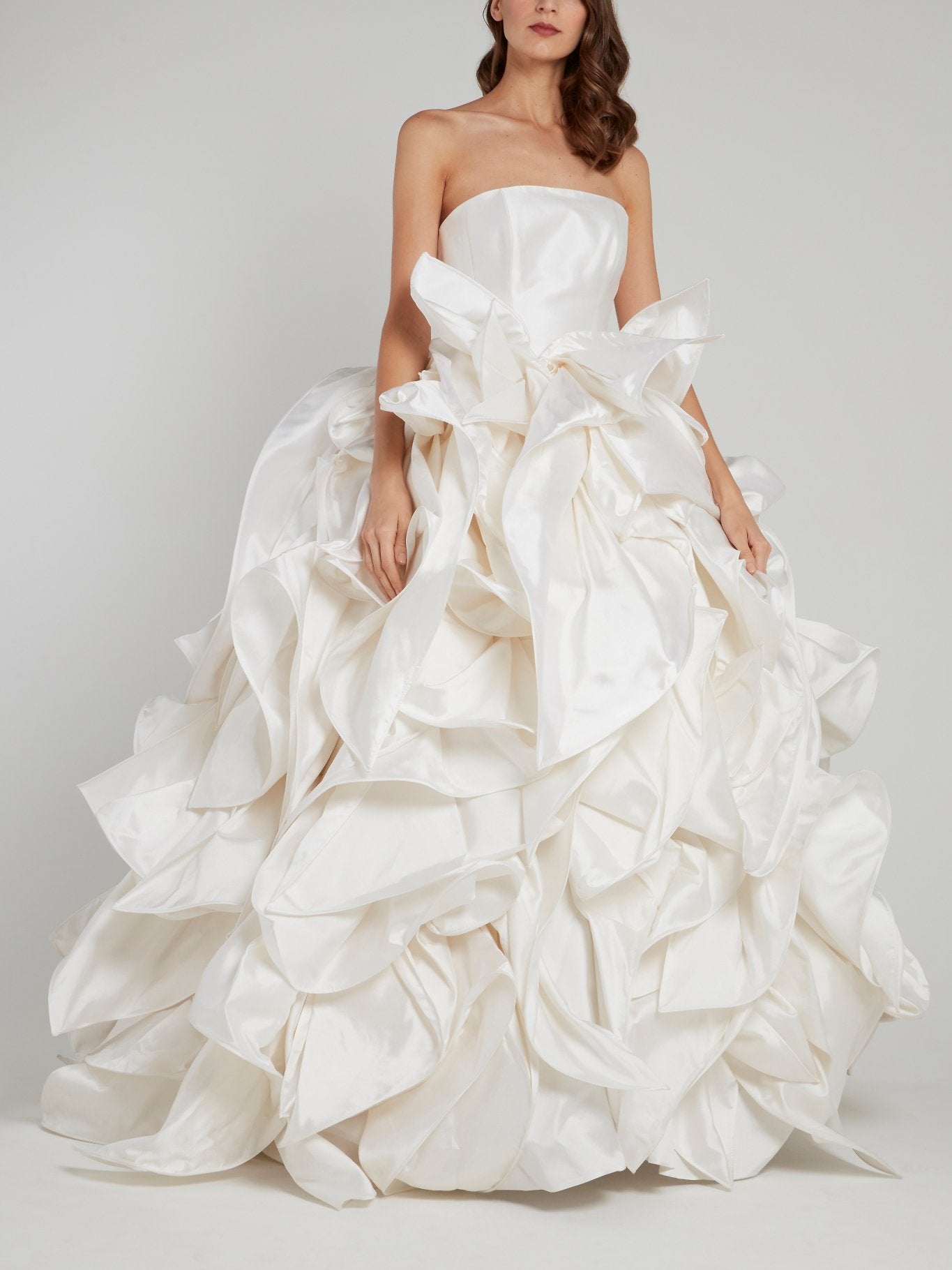 Antonio Riva White Strapless Ruffled Ball Gown Bridal Dress Antonio Riva White Strapless Ruffled Ball Gown Bridal Dress