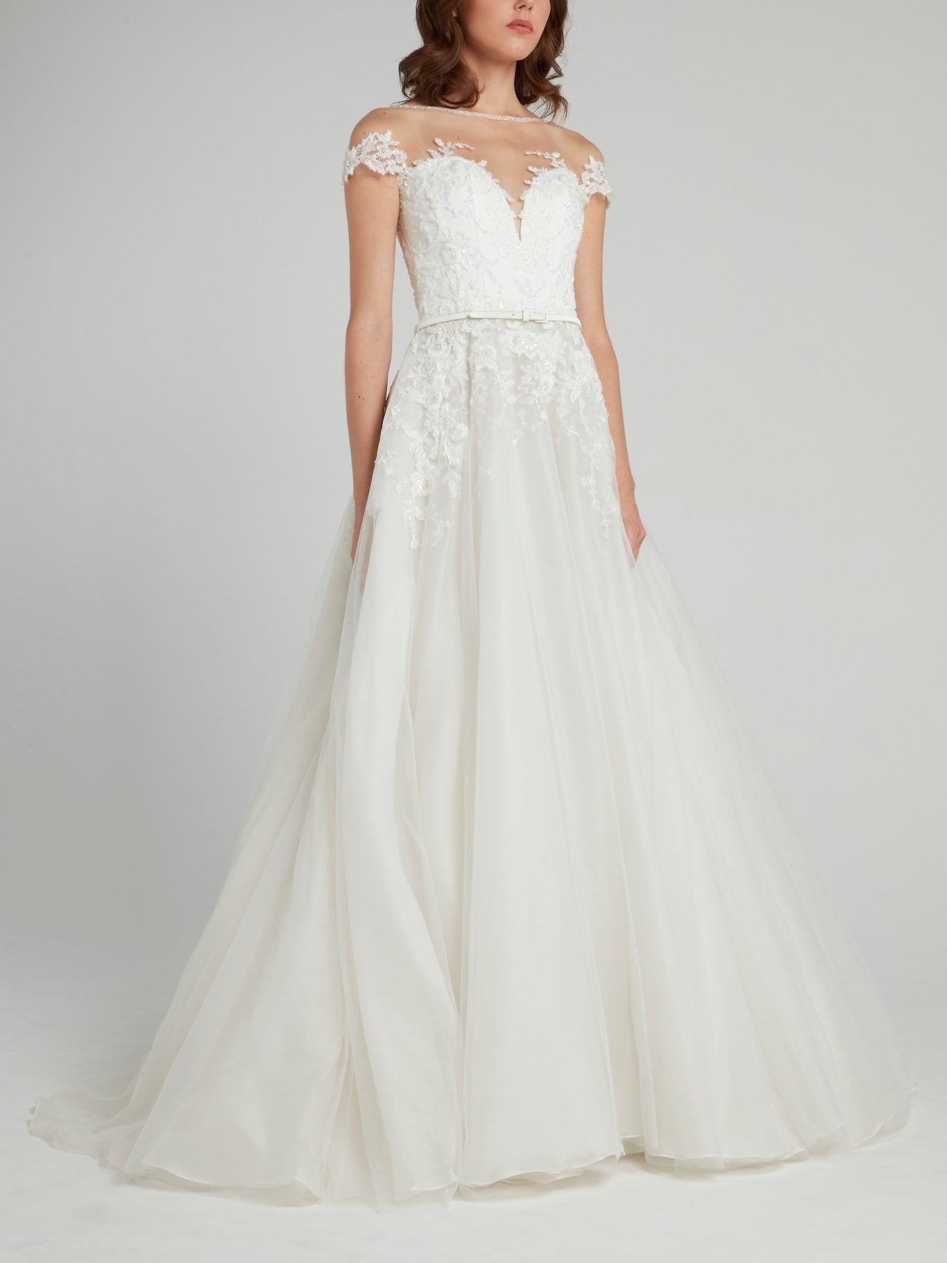 Alessandro Angelozzi Couture Illusion Neckline Empire Waist Bridal Gown Alessandro Angelozzi Couture Illusion Neckline Empire Waist Bridal Gown