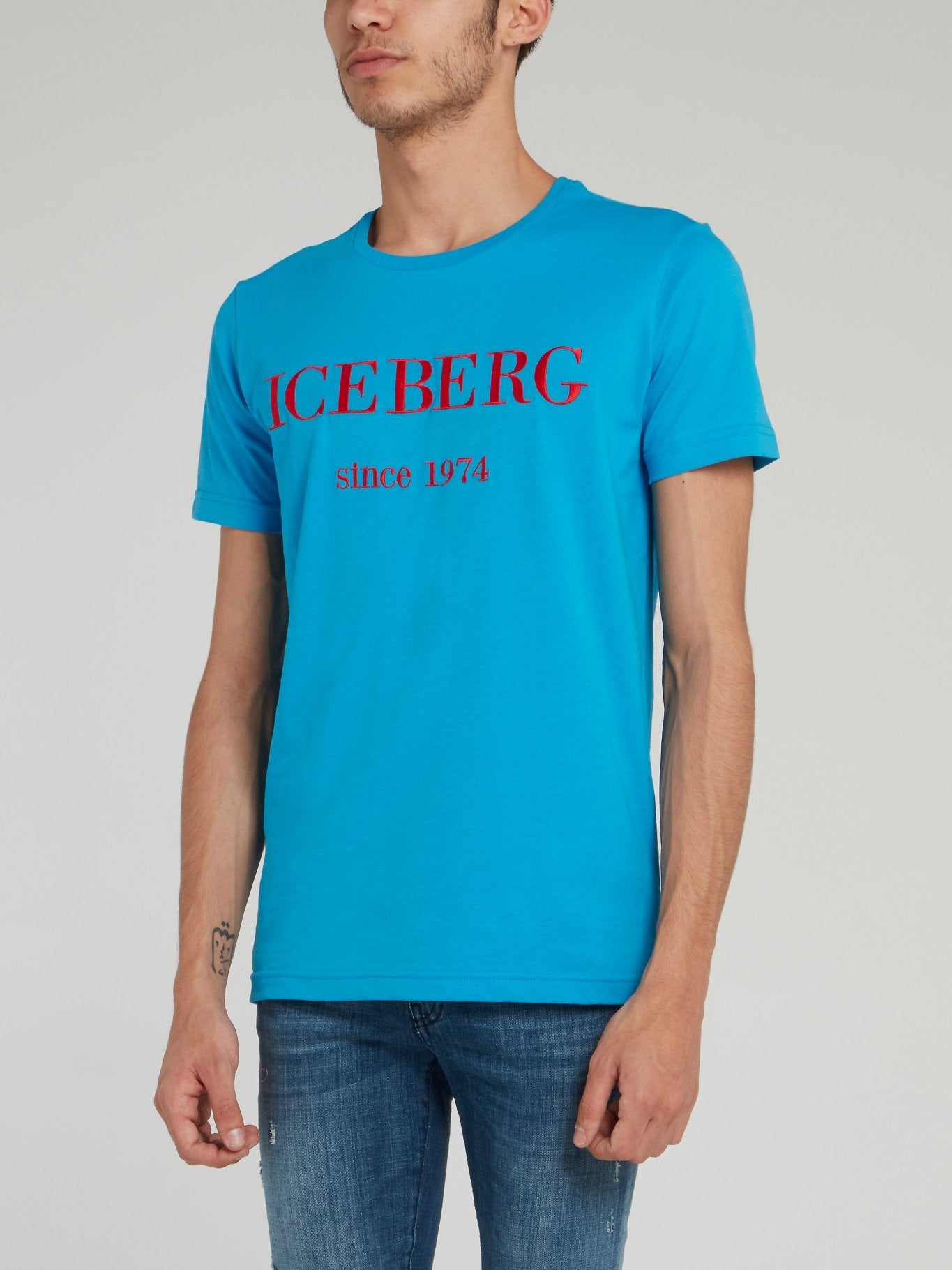 Blue Logo Embroidered Cotton T-Shirt – Maison-B-More Global Store