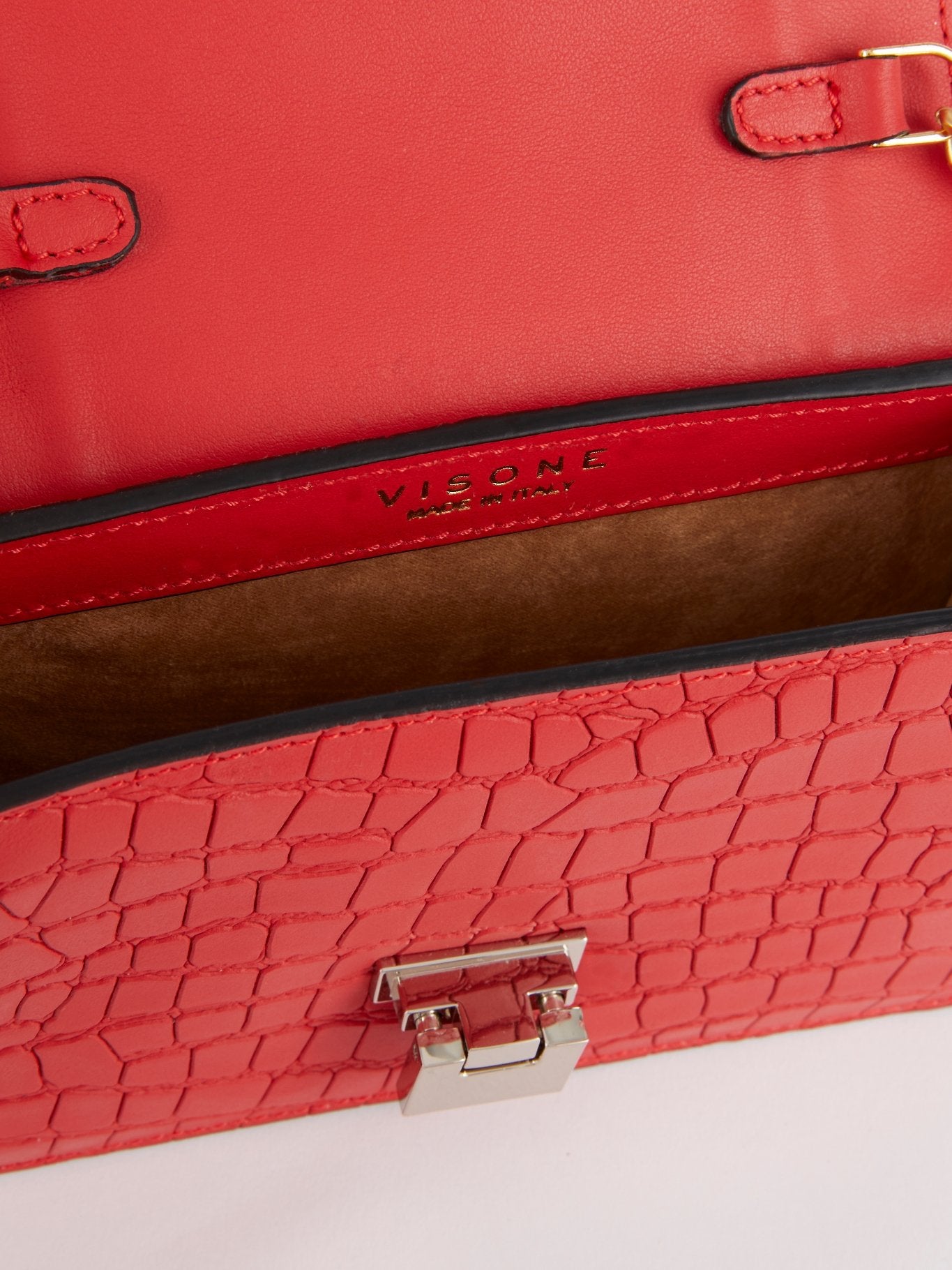 Красная сумка на плечо с эффектом крокодиловой кожи Lizzy
