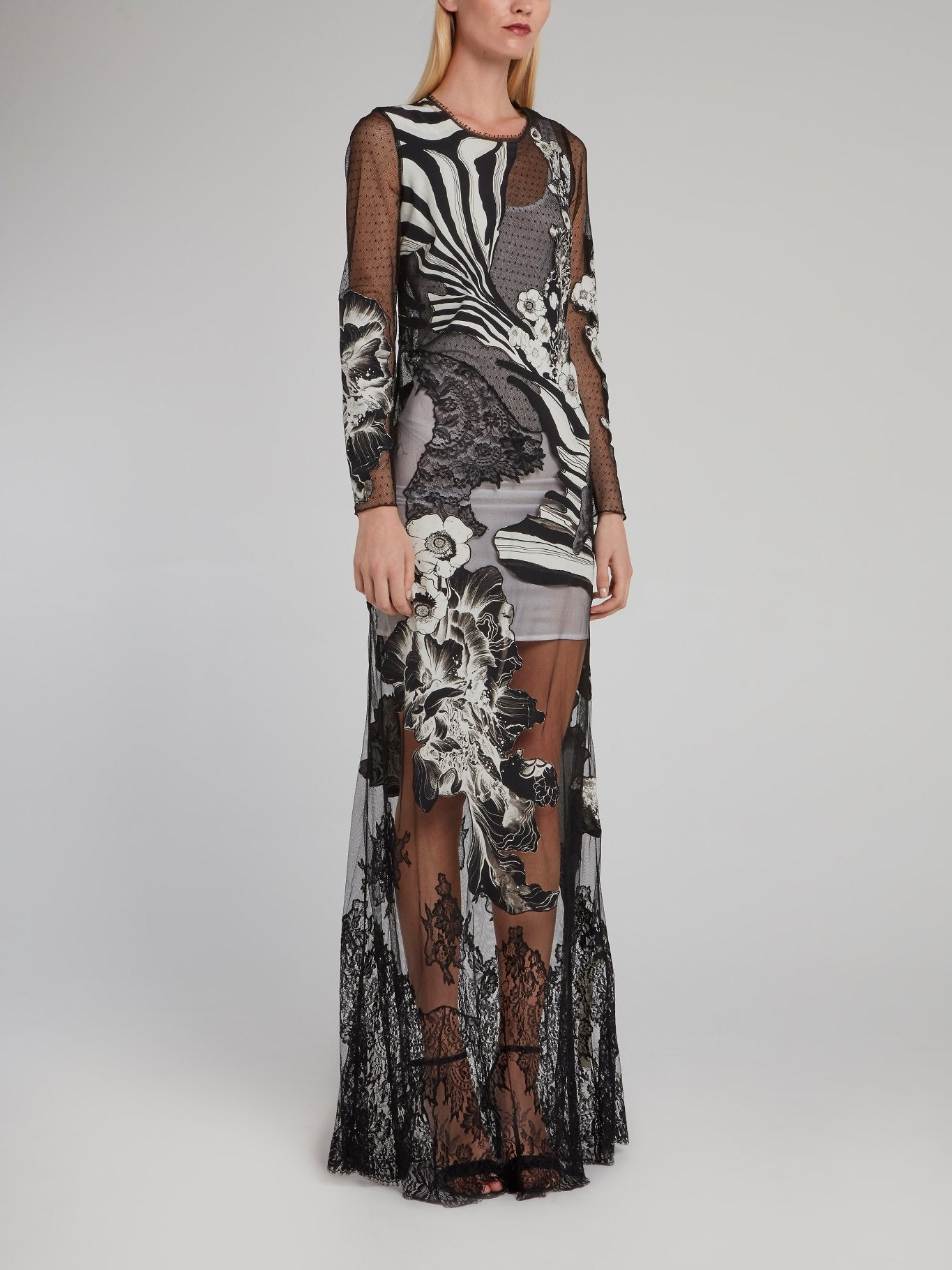 Black Floral Mesh Maxi Dress Black Floral Mesh Maxi Dress