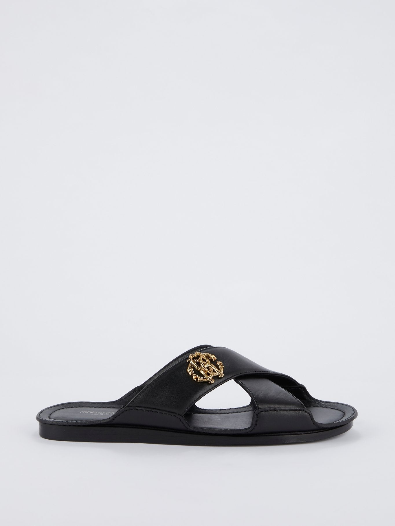 Black Logo Crossover Slide Sandals – Maison-B-More Global Store