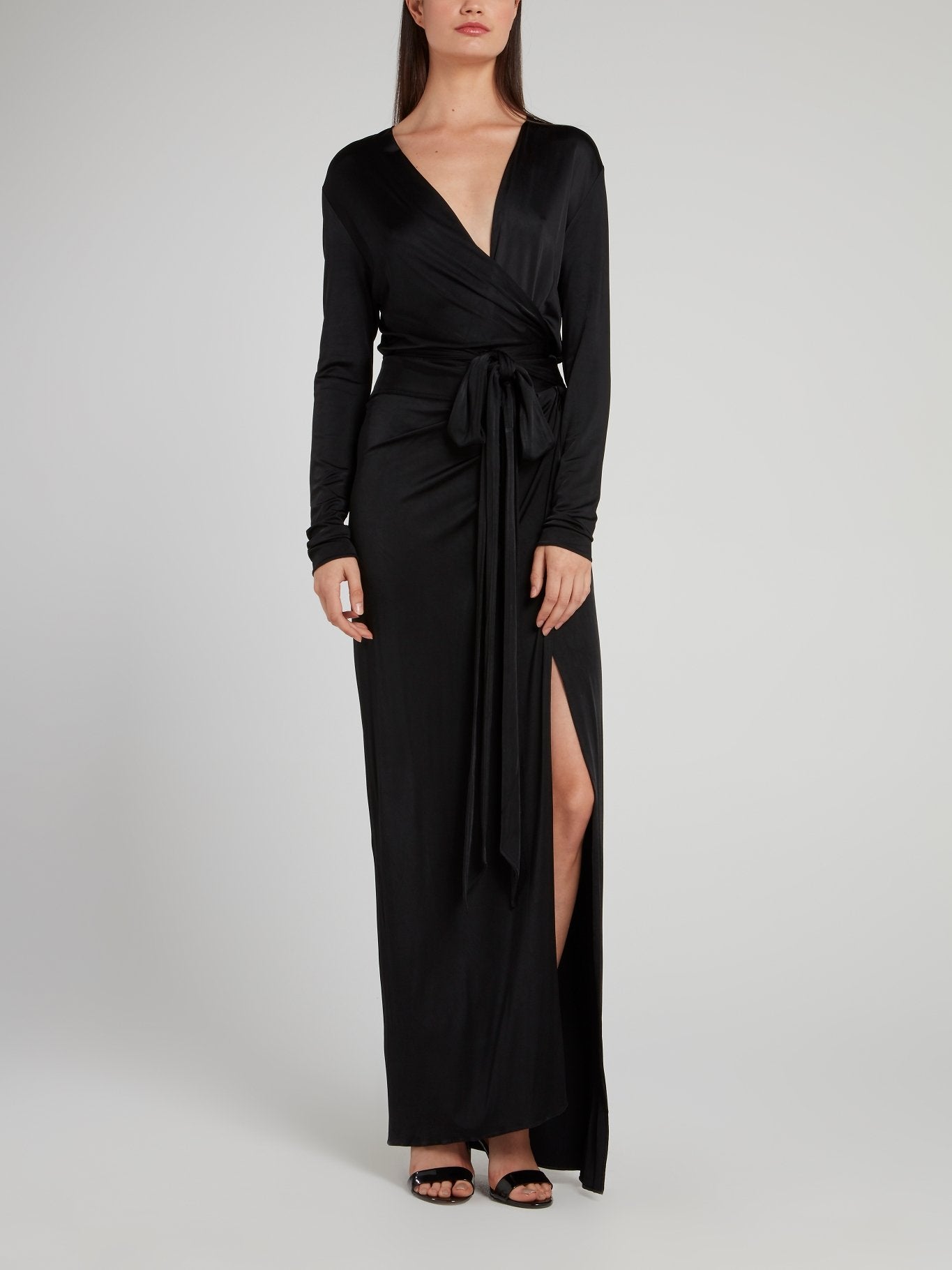Alexandre Vauthier Black Wrap Maxi Dress