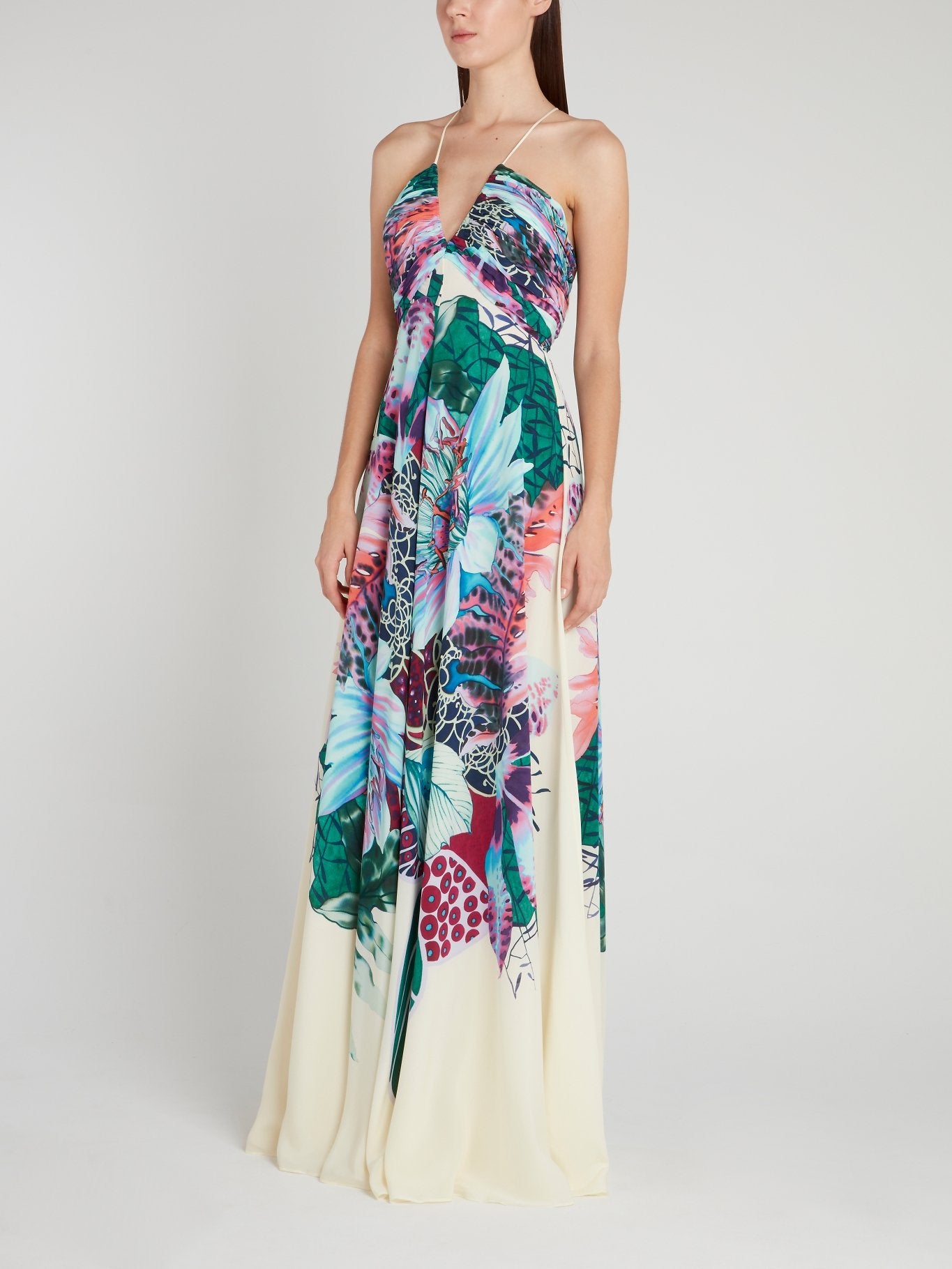 Tropical Print Halter Silk Dress – Maison-B-More Global Store