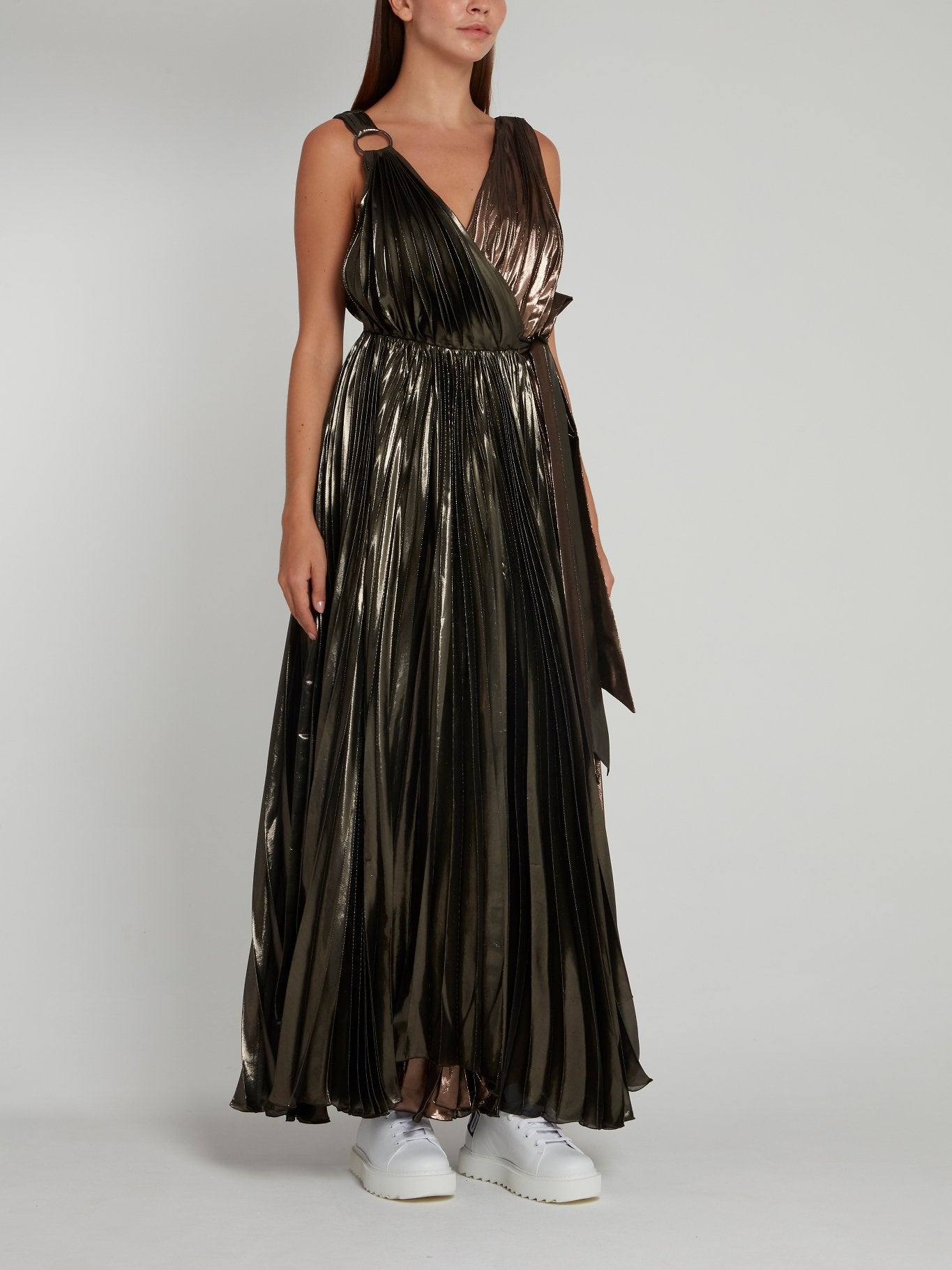Maria Lucia Hohan Metallic Surplice Maxi Dress 36 / Brown Maria Lucia Hohan Metallic Surplice Maxi Dress 36 / Brown