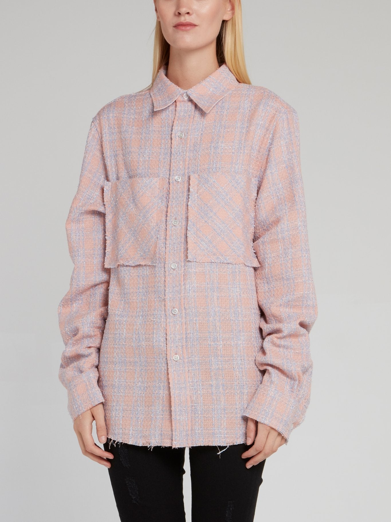 Pink Tweed Oversized Shirt – Maison-B-More Global Store 