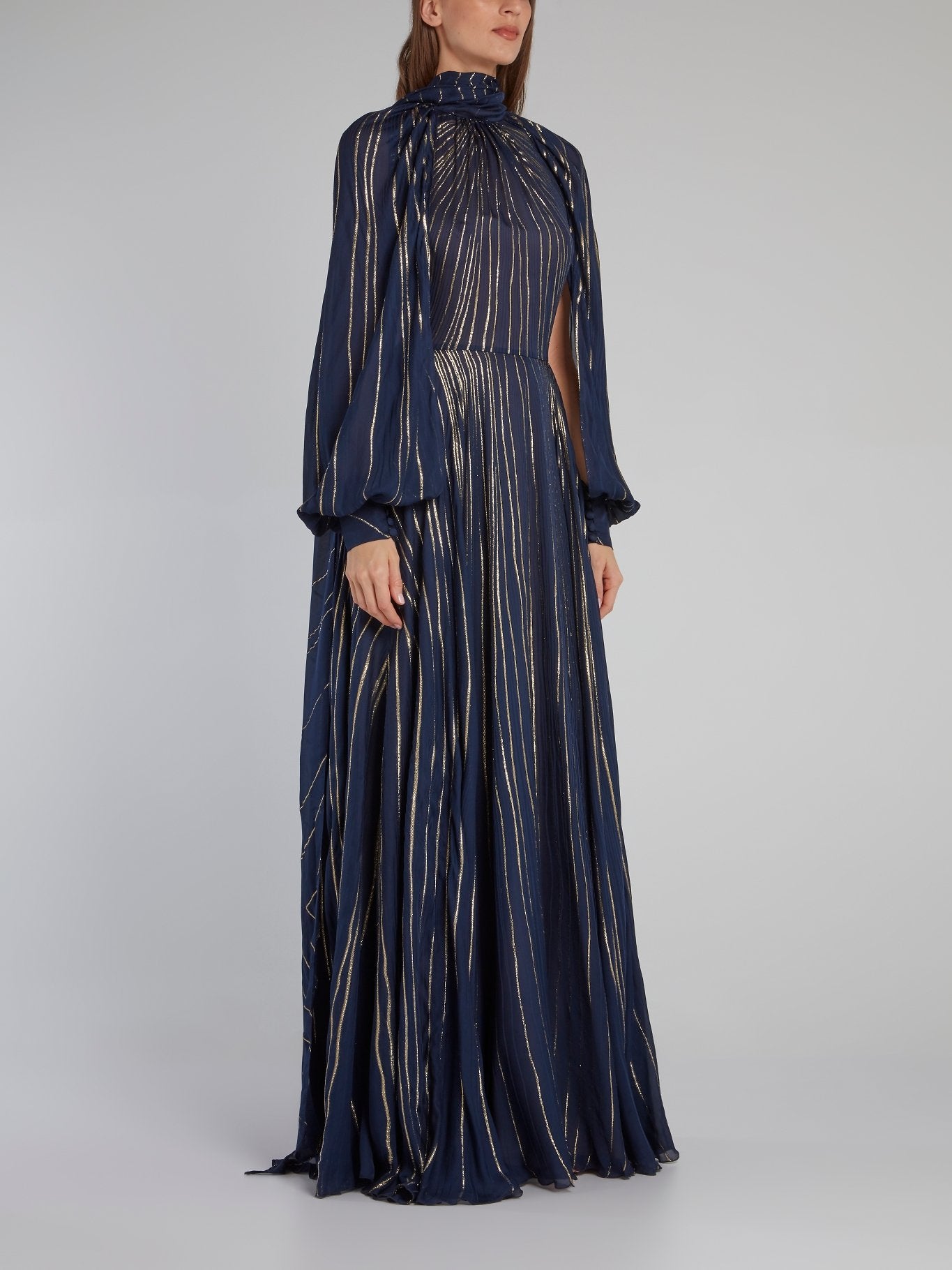 bishop sleeve maxi dress Nags Navy – Maison-B-More Global Store Designed with floral lace COLOR:Hunter/Gold slit party dresses Grey Suit With Coat