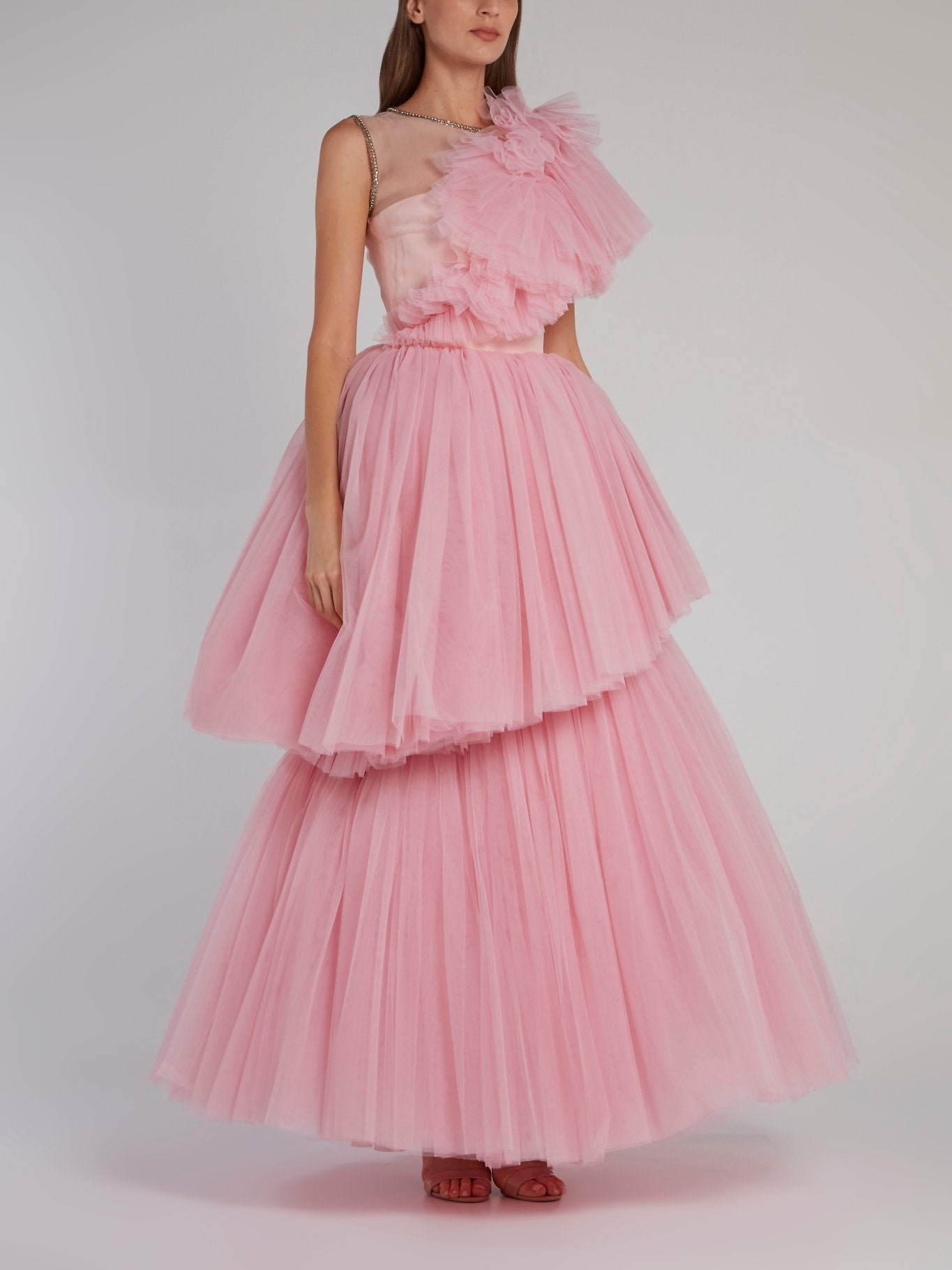 Pink Layered Tulle Gown Maison-B-More Global Store Pink Layered Tulle Gown Maison-B-More Global Store