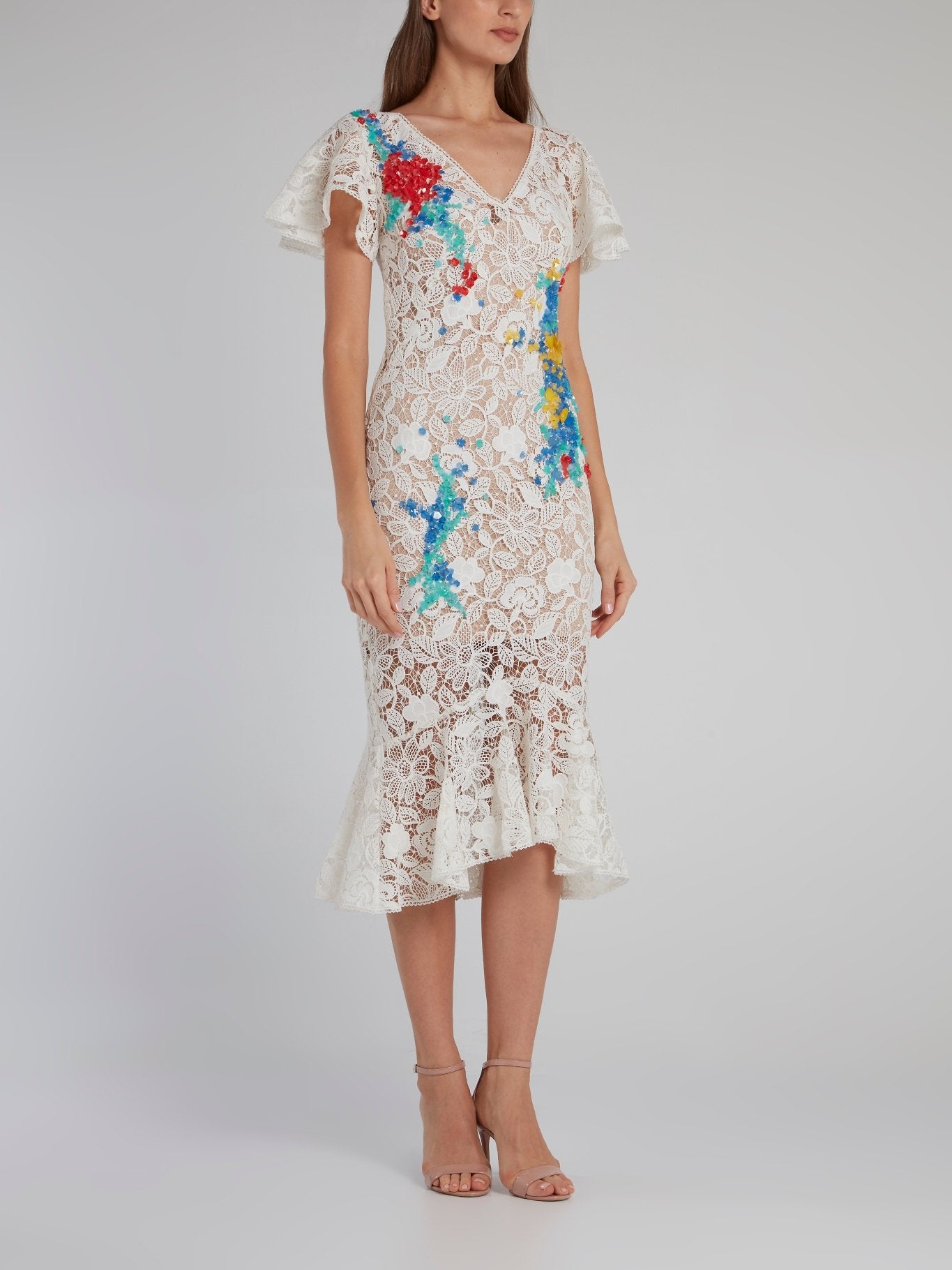 Floral Embellished Mermaid Midi Dress – Maison-B-More Global Store