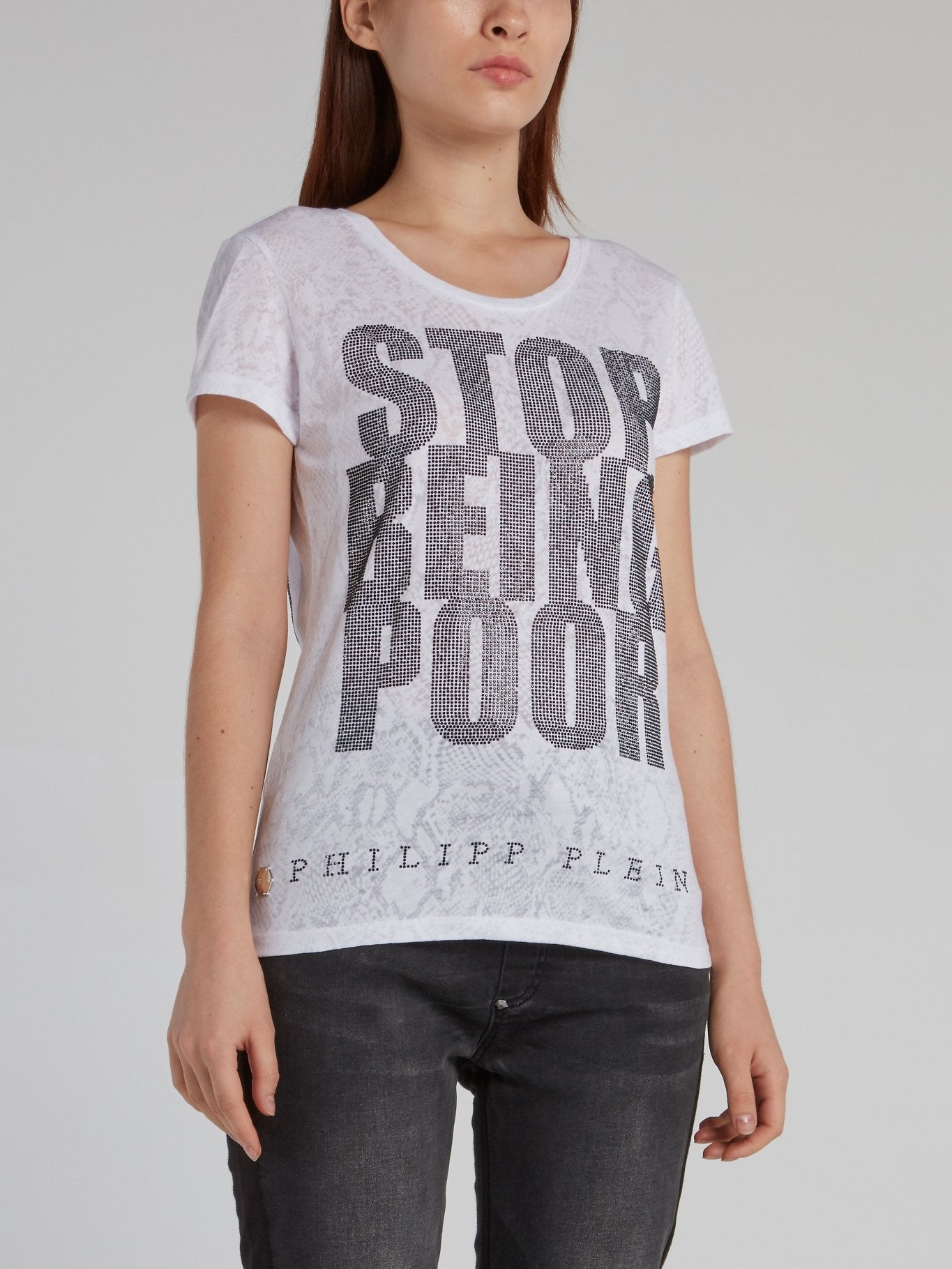 Shop Philipp Plein Snake Effect Multi-Stud Statement T-Shirt 