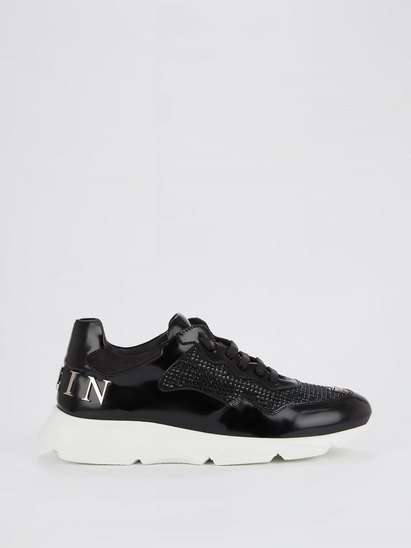 Philipp Plein Fight Club Crystal Sneaker EU 40-41 US 7-8 Black - AS IS/Repair Philipp Plein Black Suede Crystal Studded High-Top Trainers  main image 3