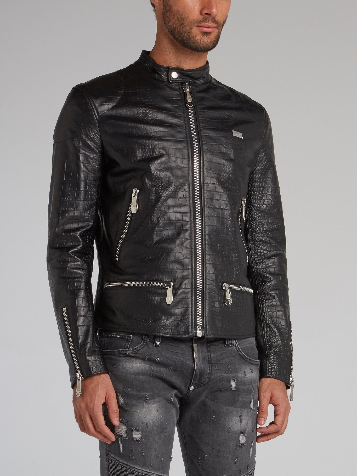 Motorcycle Jacket Philipp Plein Leather Jacket Crocodile Philipp