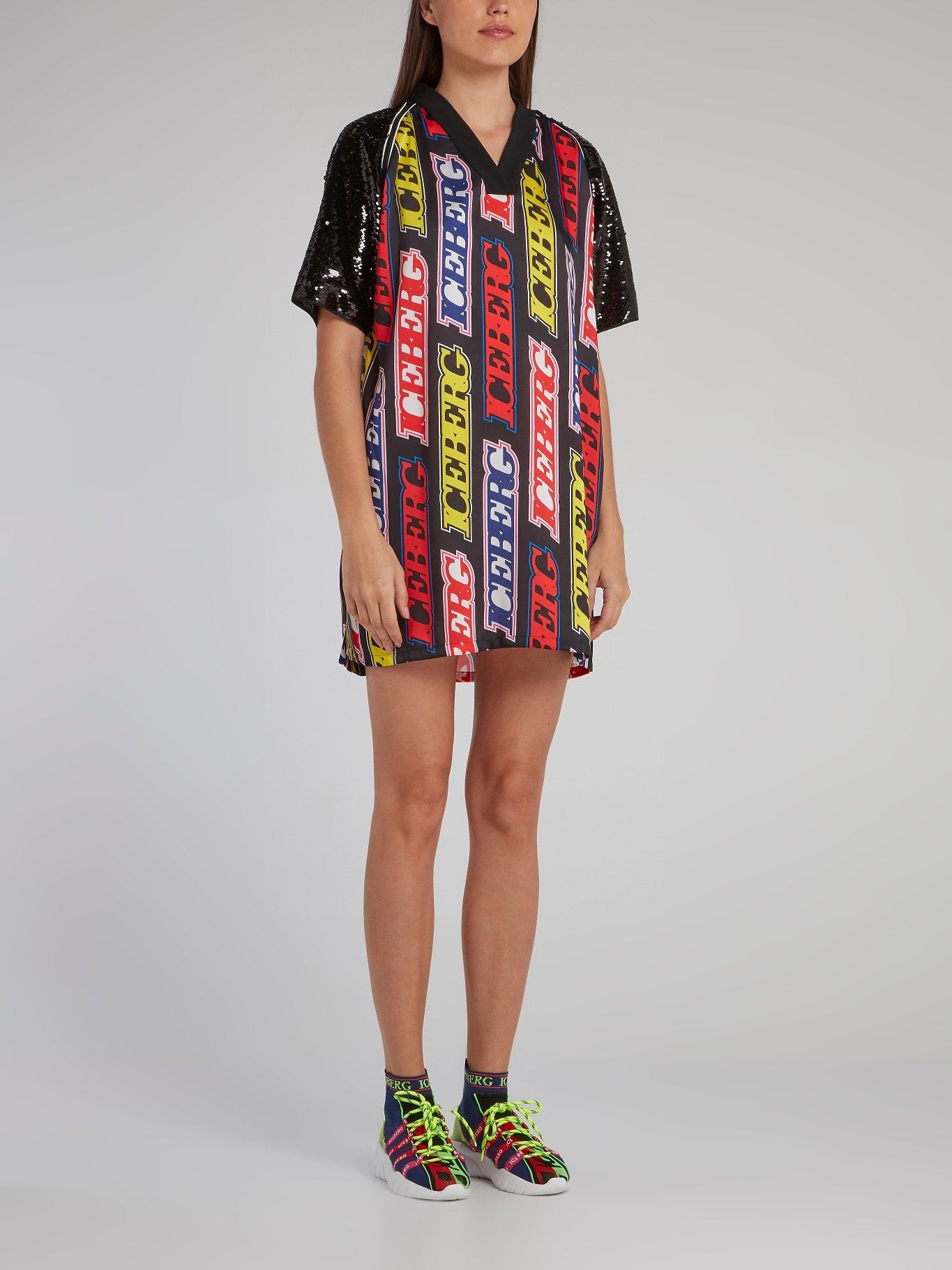Sequin Sleeve Raglan T-Shirt Dress Maison-B-More Global Store Sequin Sleeve Raglan T-Shirt Dress Maison-B-More Global Store