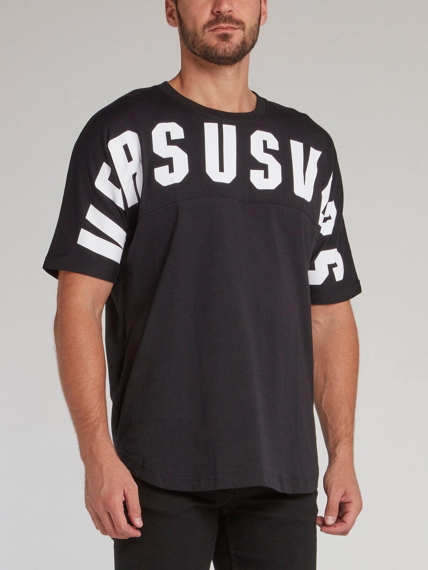 Shop Versus Versace Black Statement Contrast T-Shirt Online