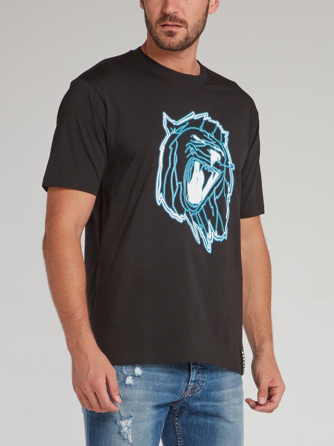 Shop Versus Versace Black Lion Head Print T-Shirt Online – Maison