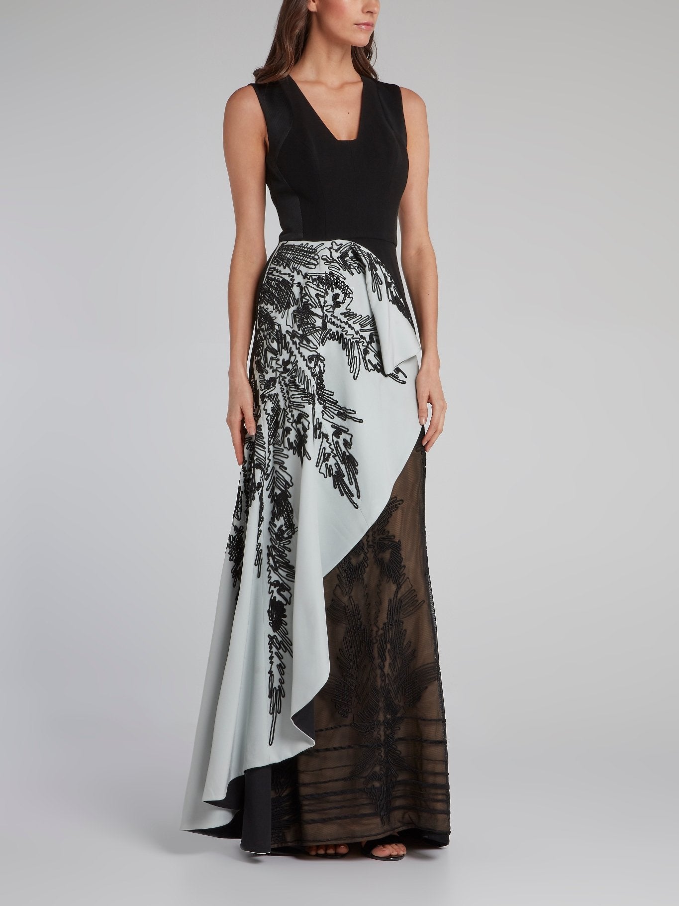 overlay maxi dress Basilsoda Black Ruffle Overlay Maxi Dress