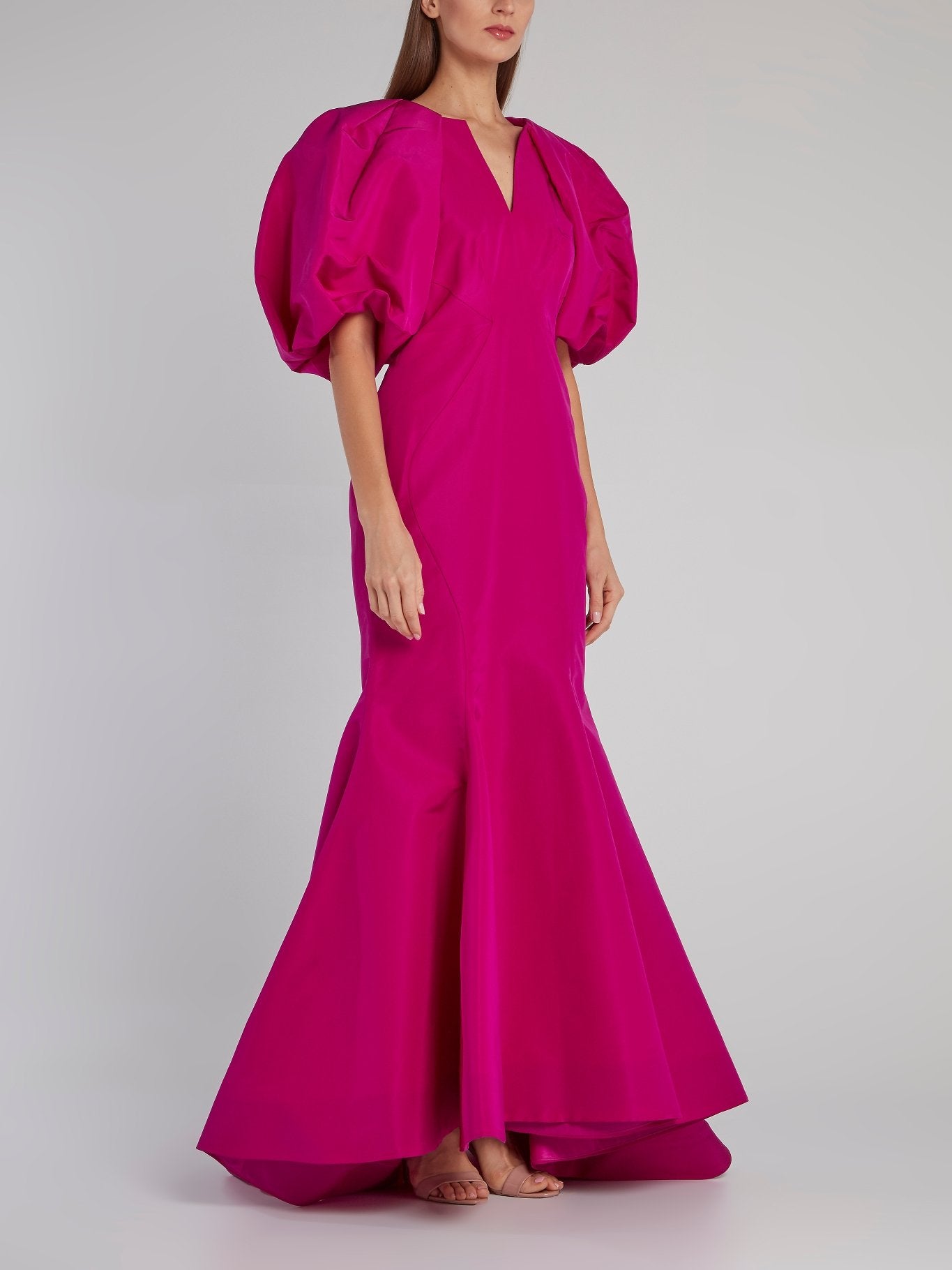 silk faille dress Silk Faille Off the Shoulder Draped Bodice Gown