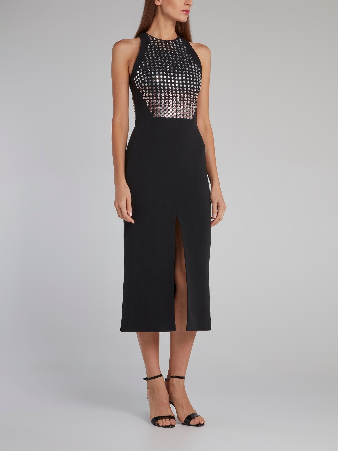 crystal embellished midi dress David Koma Black Crystal Embellished Midi Dress 10 / Black