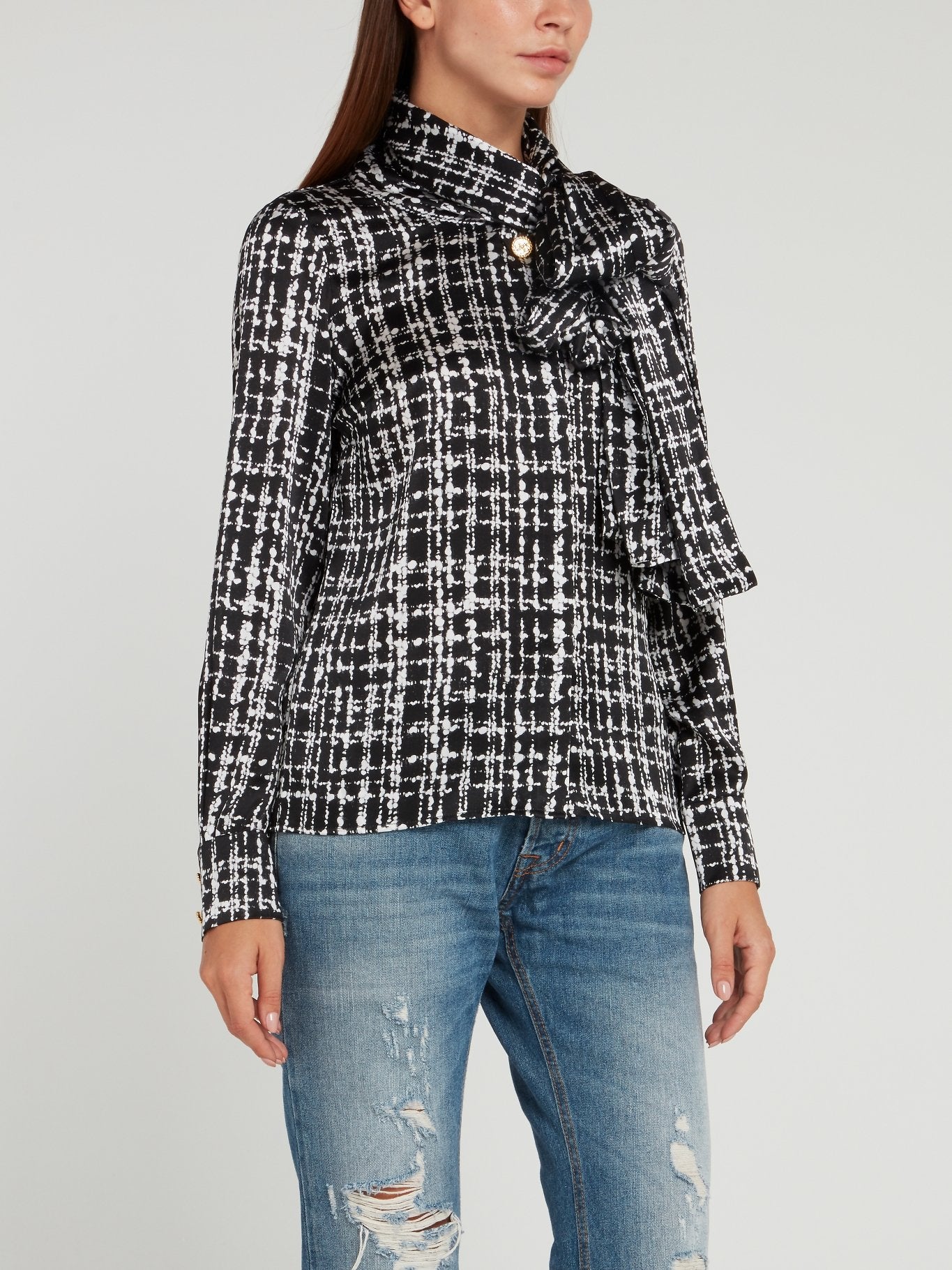 Black Ribbon Tweed Blouse – Maison-B-More Global Store