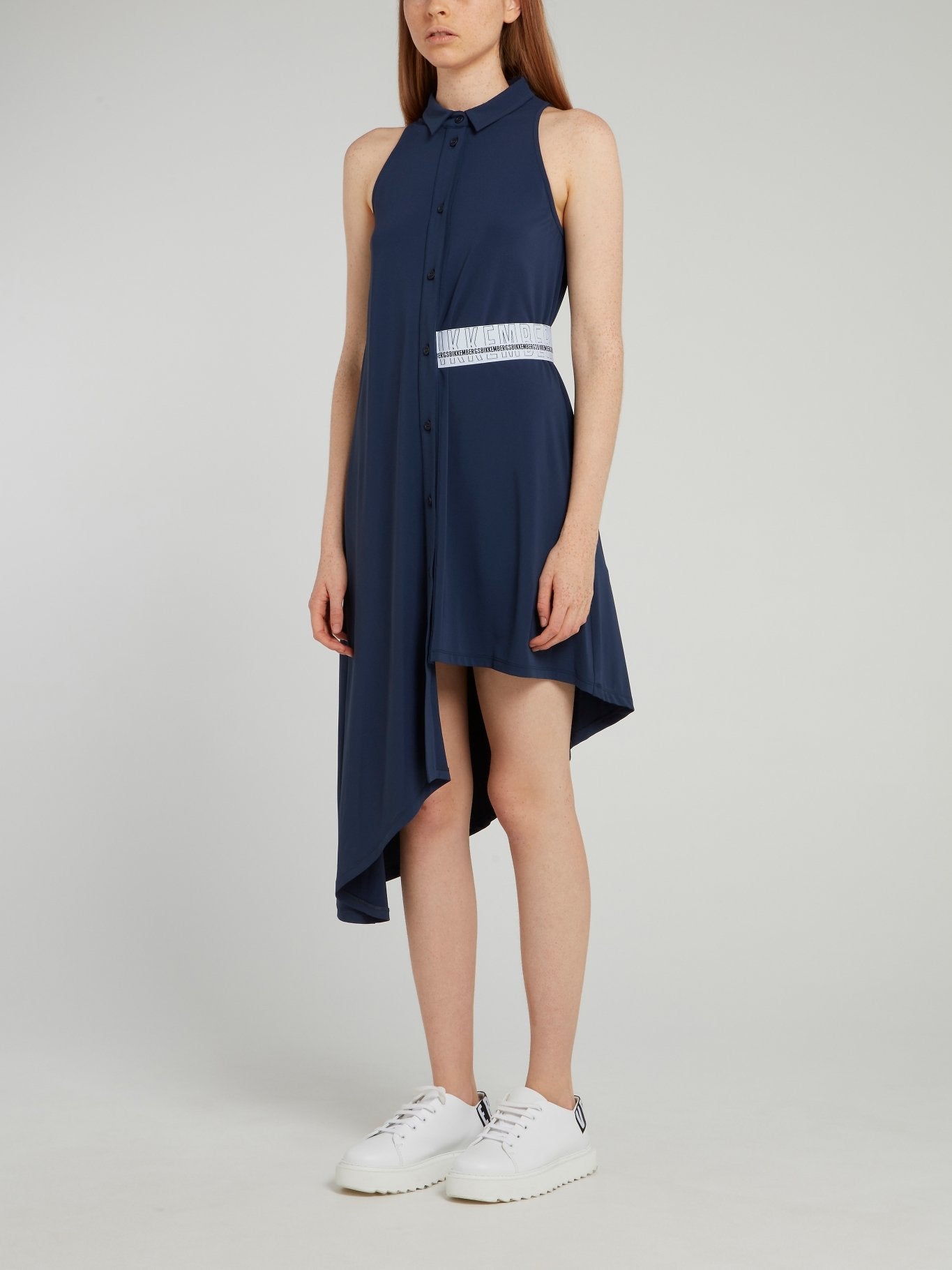 asymmetrical shirt dress Dirk Bikkembergs Navy Asymmetric Shirt Dress L / Navy