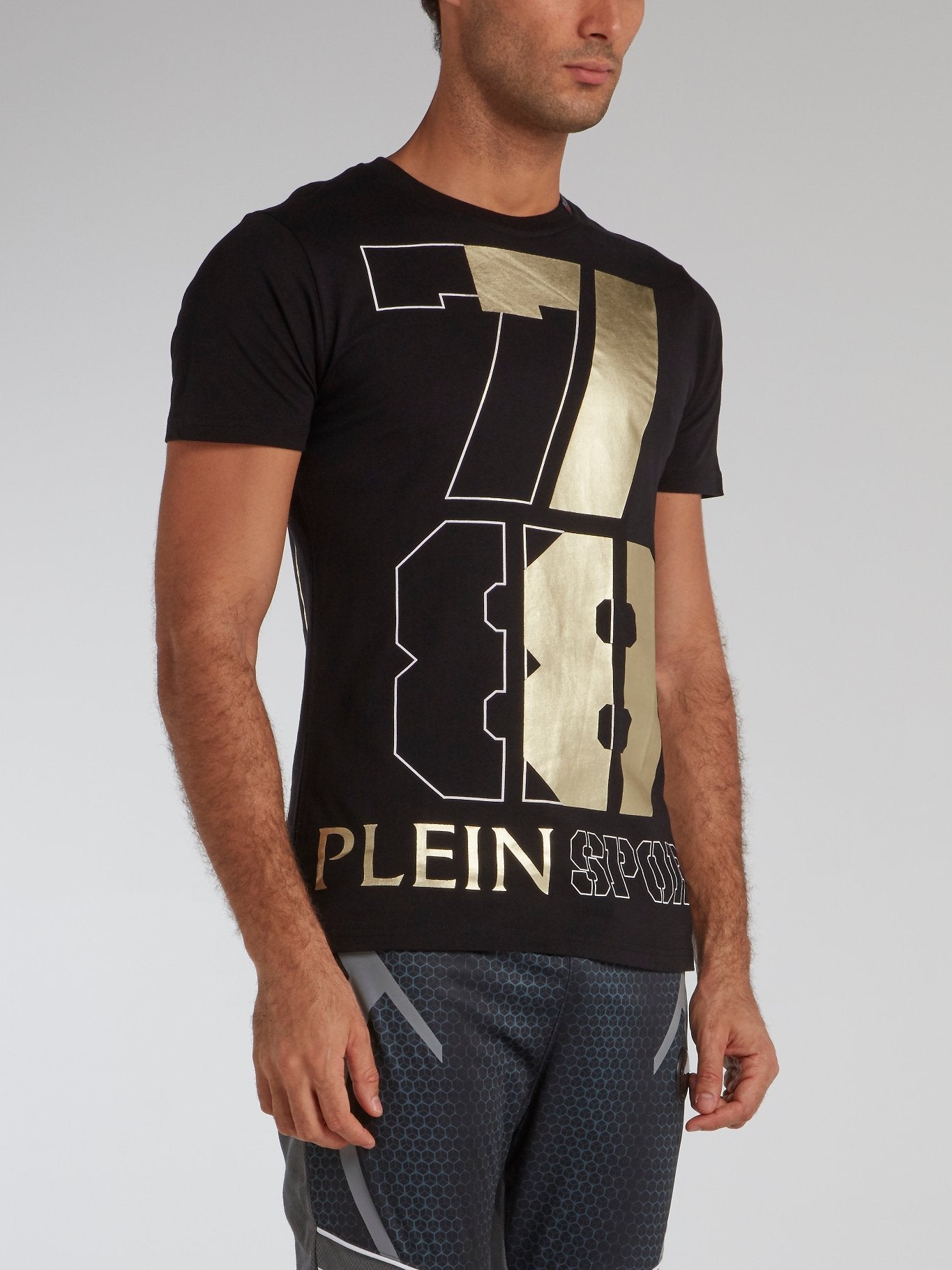 Shop Plein Black Foil Print Jersey T-Shirt Online – Maison-B-More 