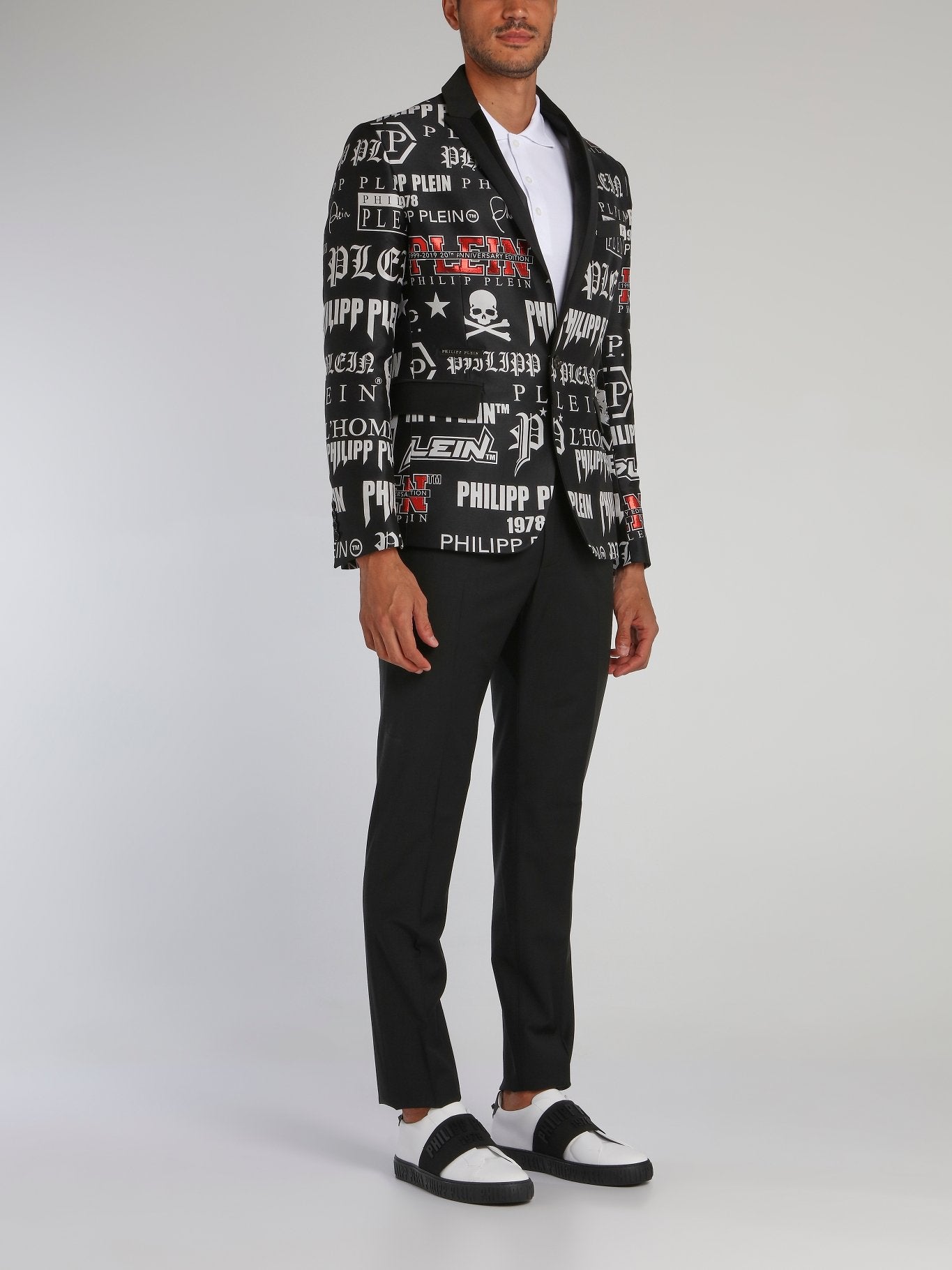 スーツ PHILIPP PLEIN Black Monogram Print Statement Suit – Maison-B-More Global Store
