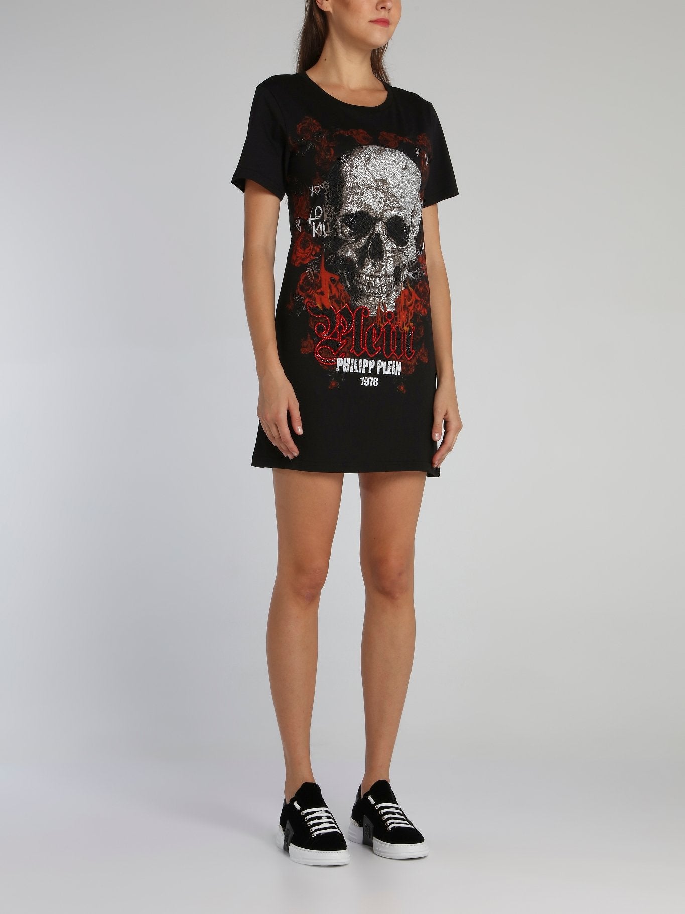 Black Studded Skull T-Shirt Dress – Maison-B-More Global Store