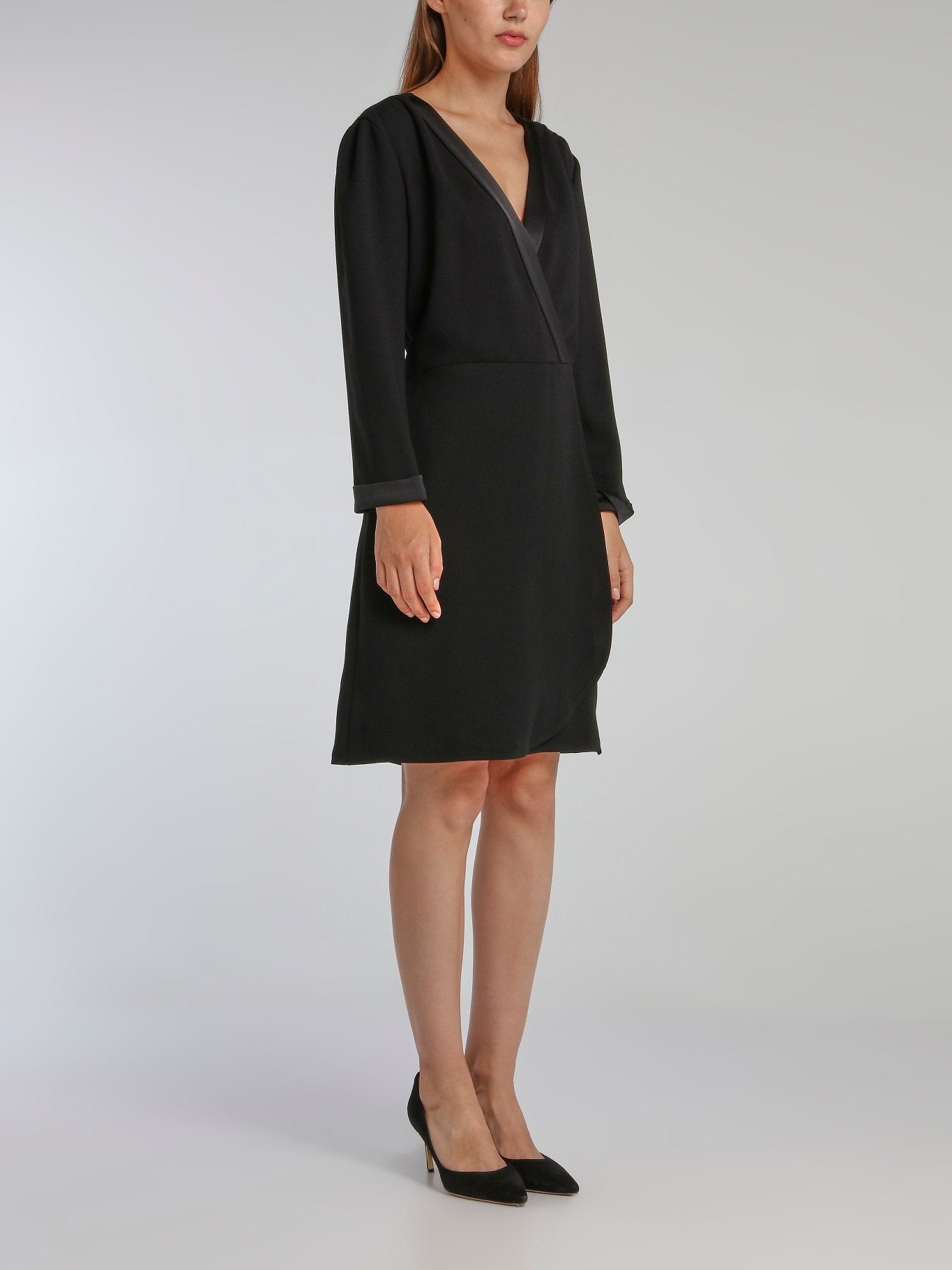 black wrap mini dress Shop Toupy Versailles Black Wrap Mini Dress Online XL / Black