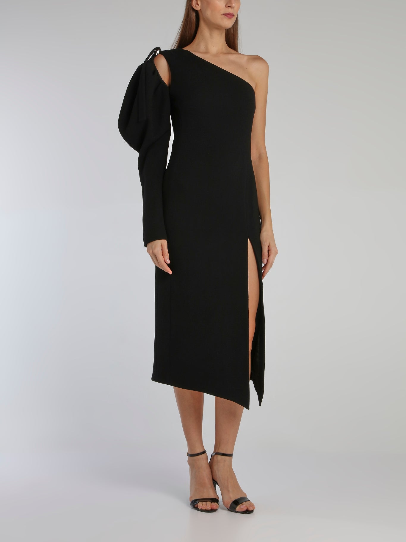 David Koma Black Puff Sleeve Wool Crepe Midi Dress 10 / Black David Koma Black Puff Sleeve Wool Crepe Midi Dress 10 / Black