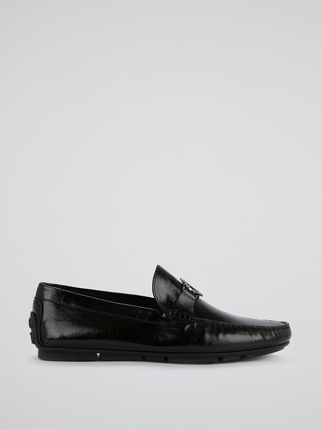 Roberto Cavalli Black Patent Leather Slip-On Loafers Loafers with Gold Accents in Black for Women | Roberto Cavalli® main image 3