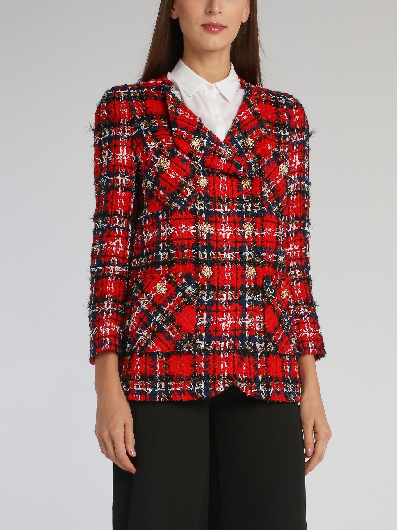 Red Check Tweed Blazer – Maison-B-More Global Store